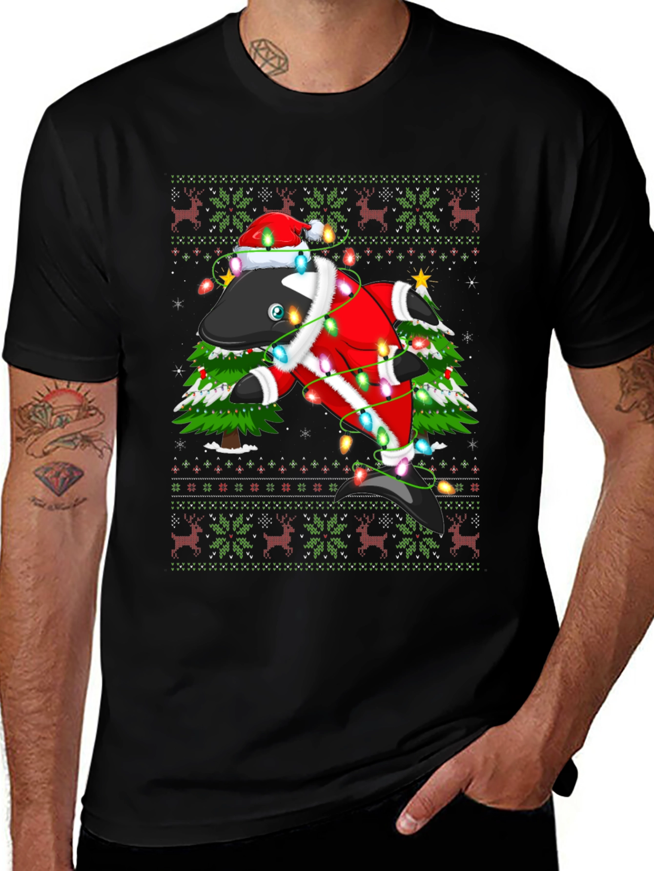 Variant 22 of Festive Orca Ugly Christmas T-Shirt