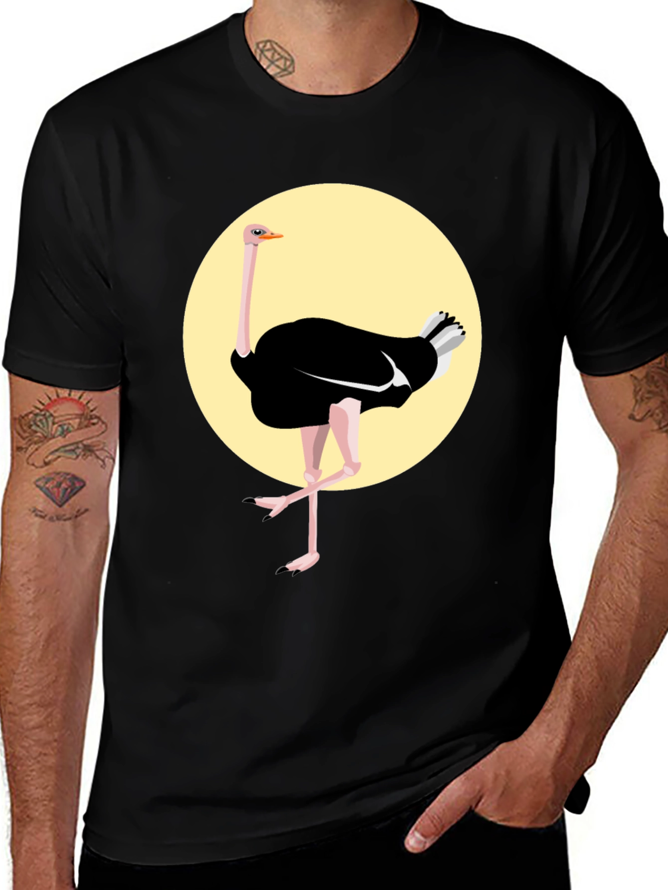 Variant 16 of Ostrich Graphic Tee - Black Unisex Shirt