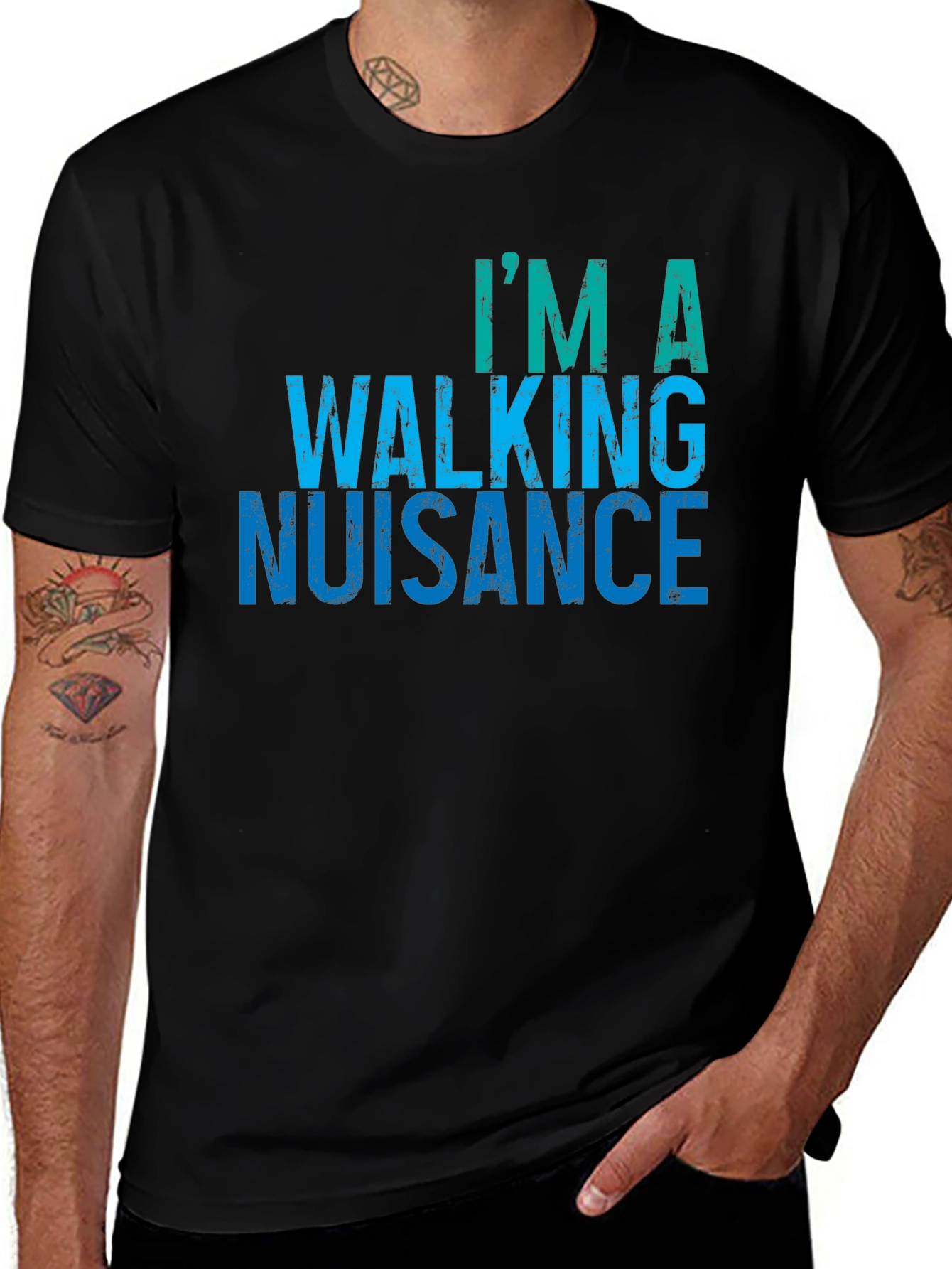 Variant 25 of Walking Nuisance Graphic Tee - Men's Black T-Shirt
