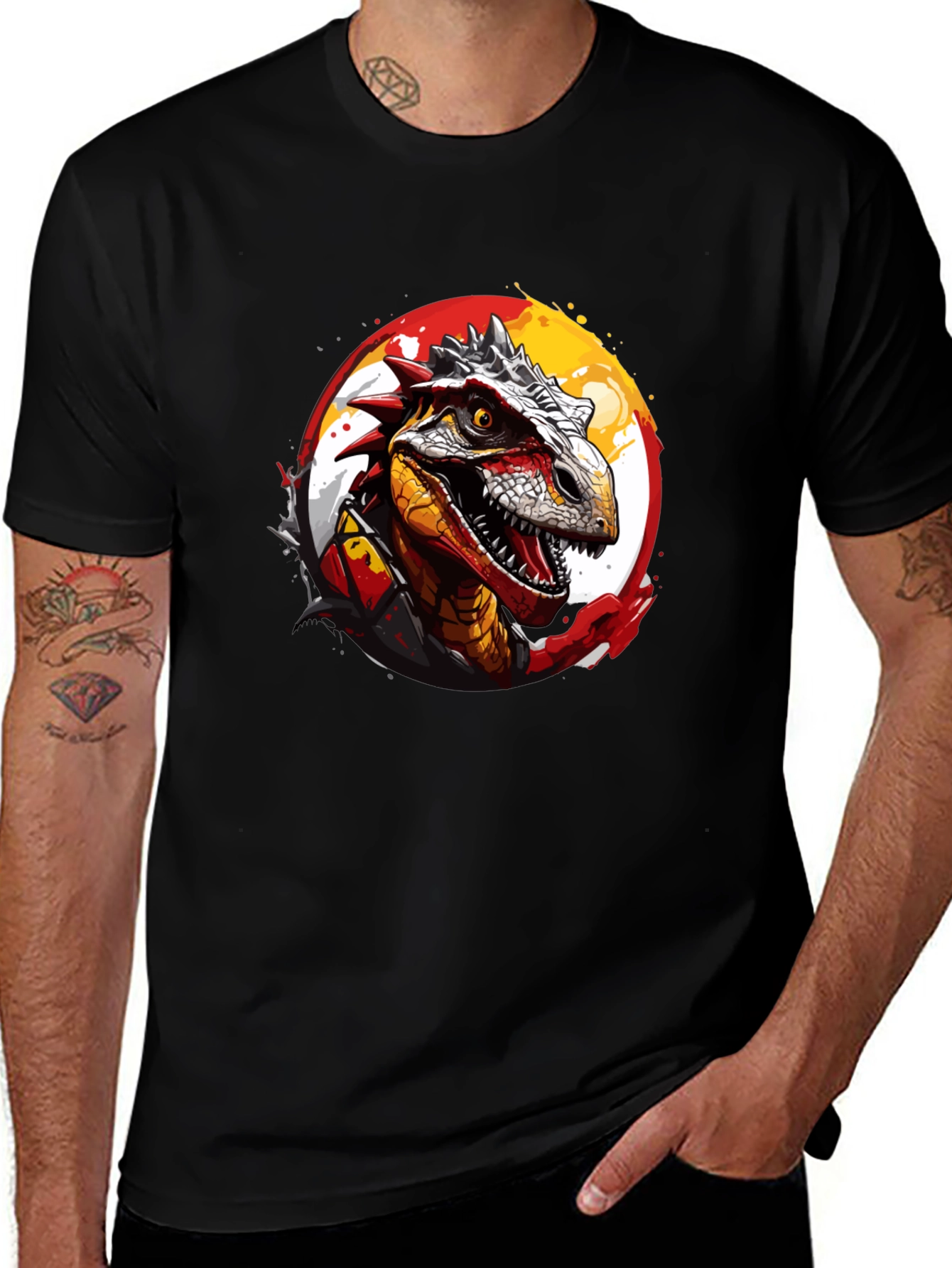 Variant 26 of Dinosaur Graphic Black T-Shirt