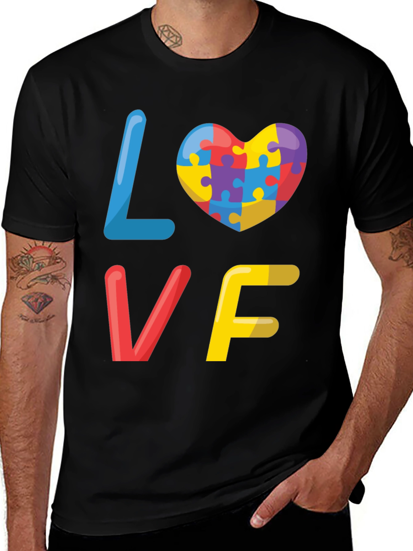 Variant 6 of Autism Awareness Love Puzzle Heart Graphic Tee