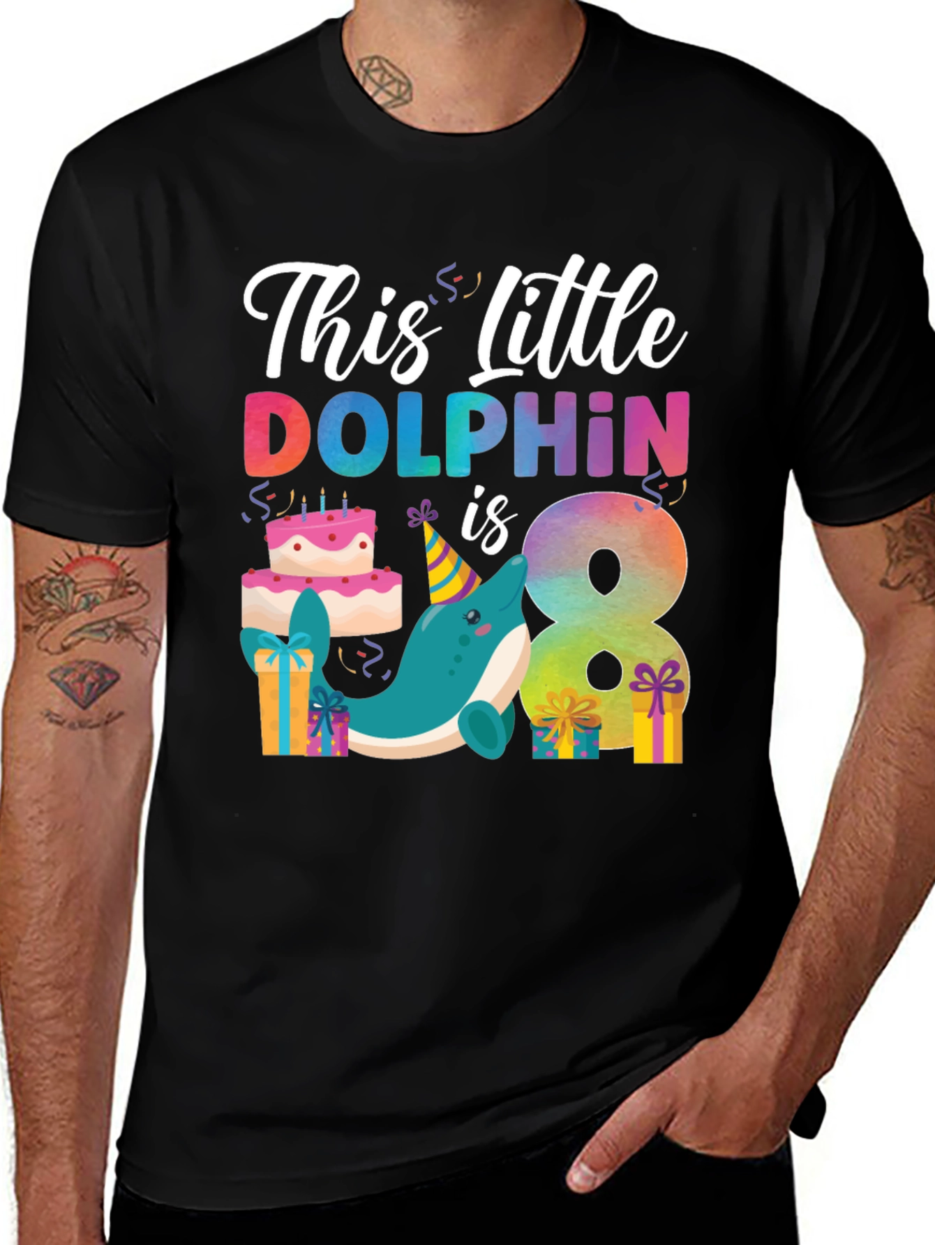 Dolphin 8th Birthday T-Shirt - Kids Party Tee