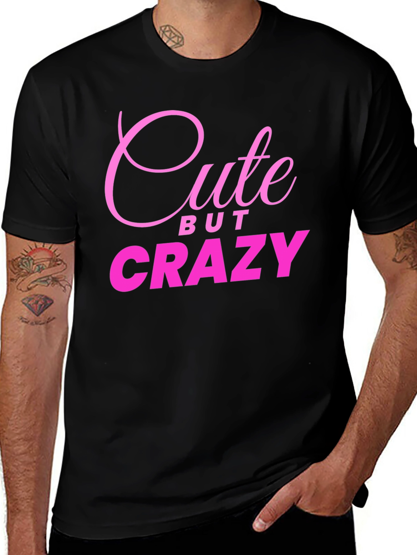 Variant 12 of Cute But Crazy Black Graphic Tee for Men