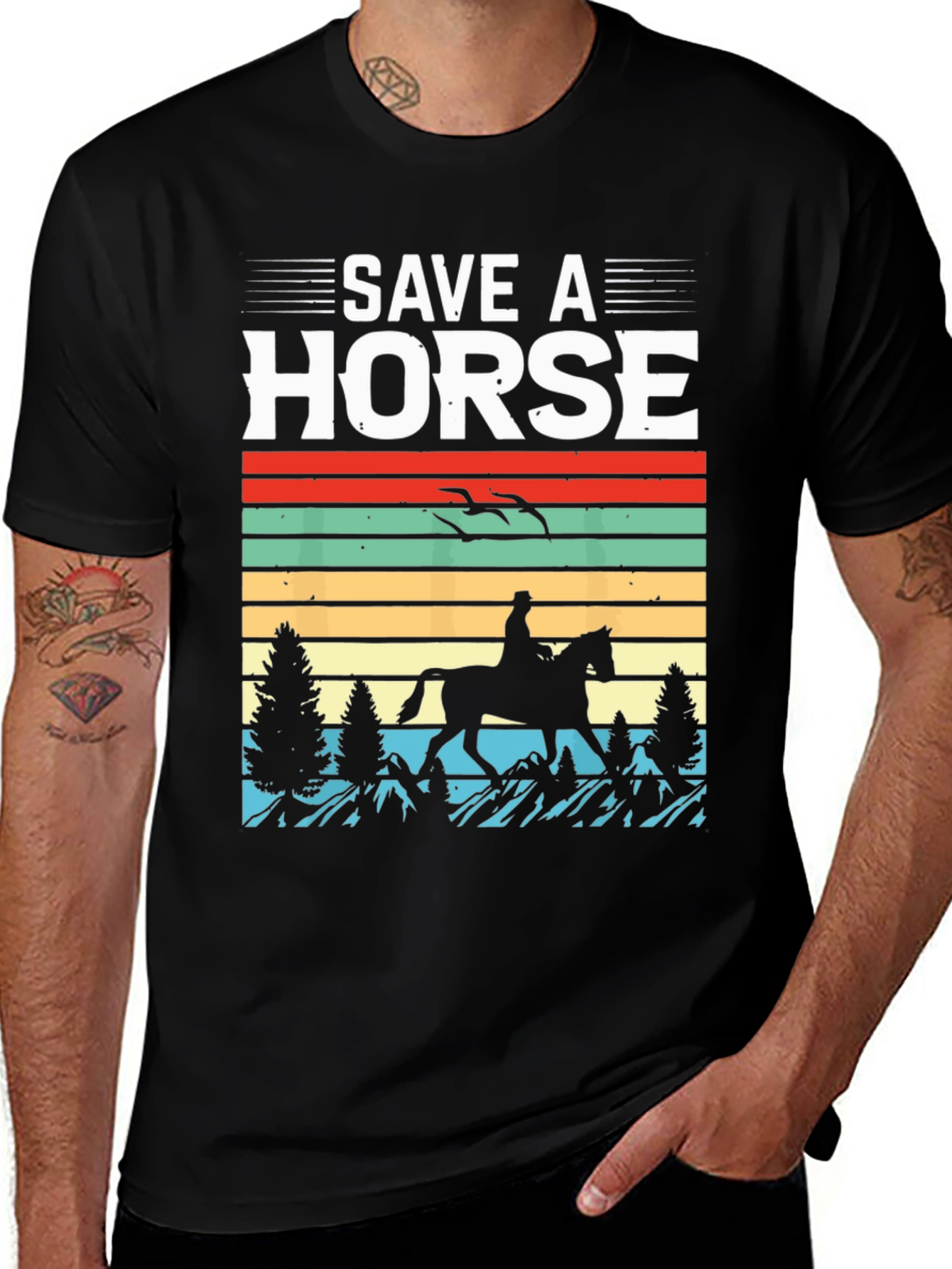 Variant 13 of Save A Horse T-Shirt - Retro Equestrian Design