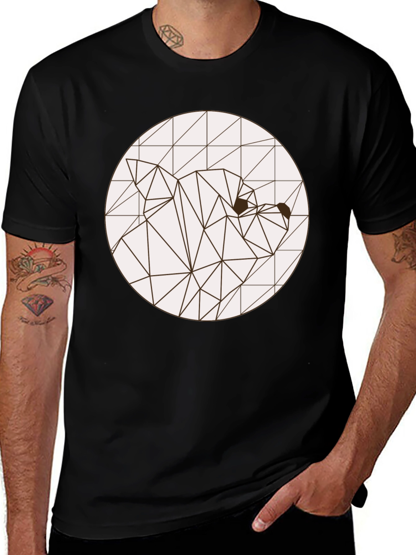 Variant 29 of Geometric Bear Graphic Tee - Modern Black T-Shirt