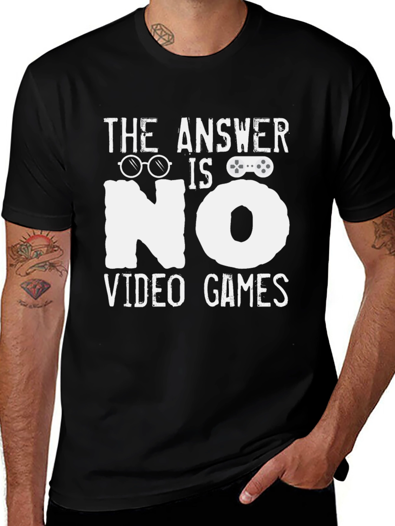 Variant 22 of Funny Gamer T-Shirt - The Answer is No Video Games