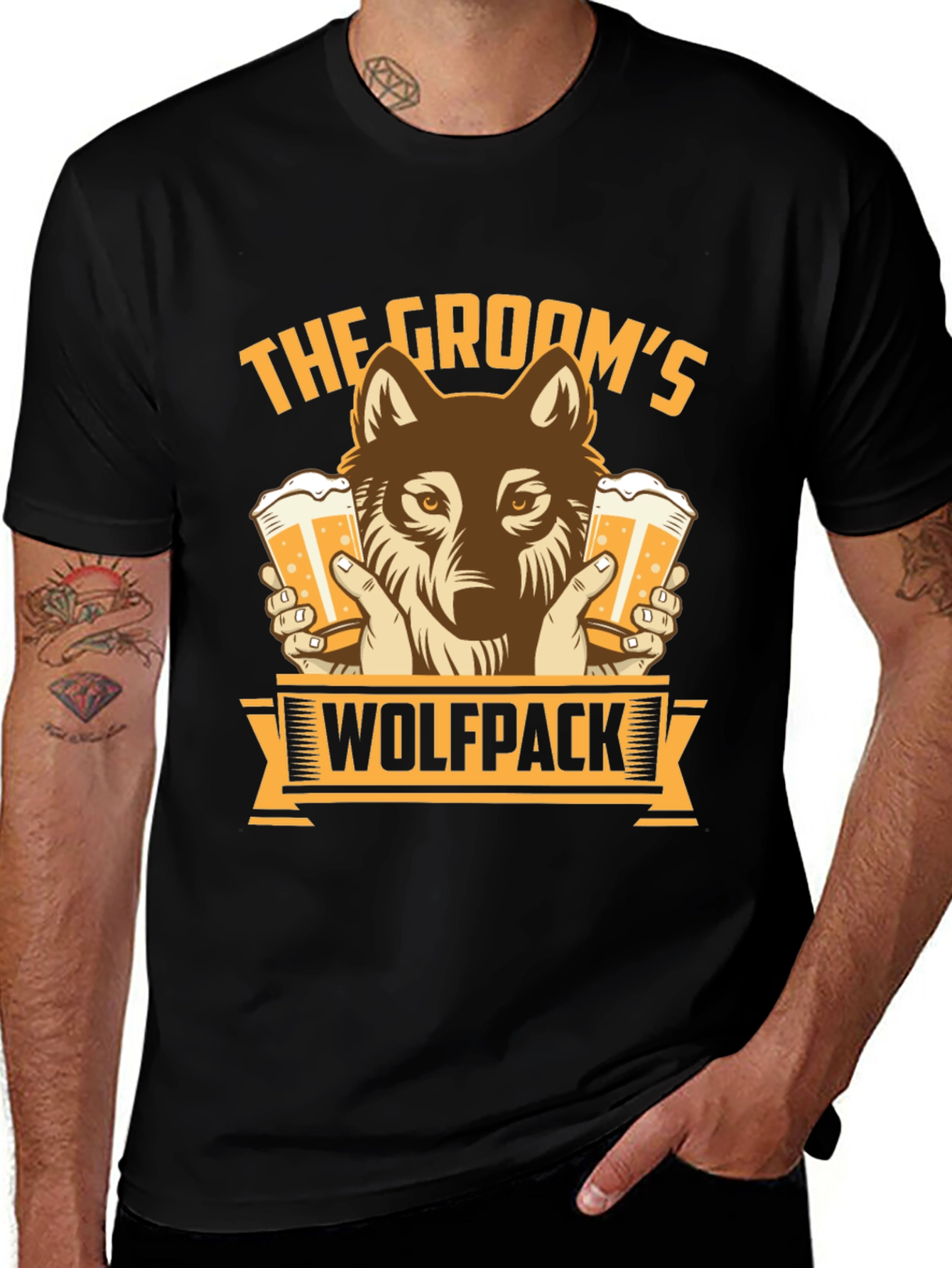 Variant 6 of Groom's Wolfpack Beer Graphic T-Shirt