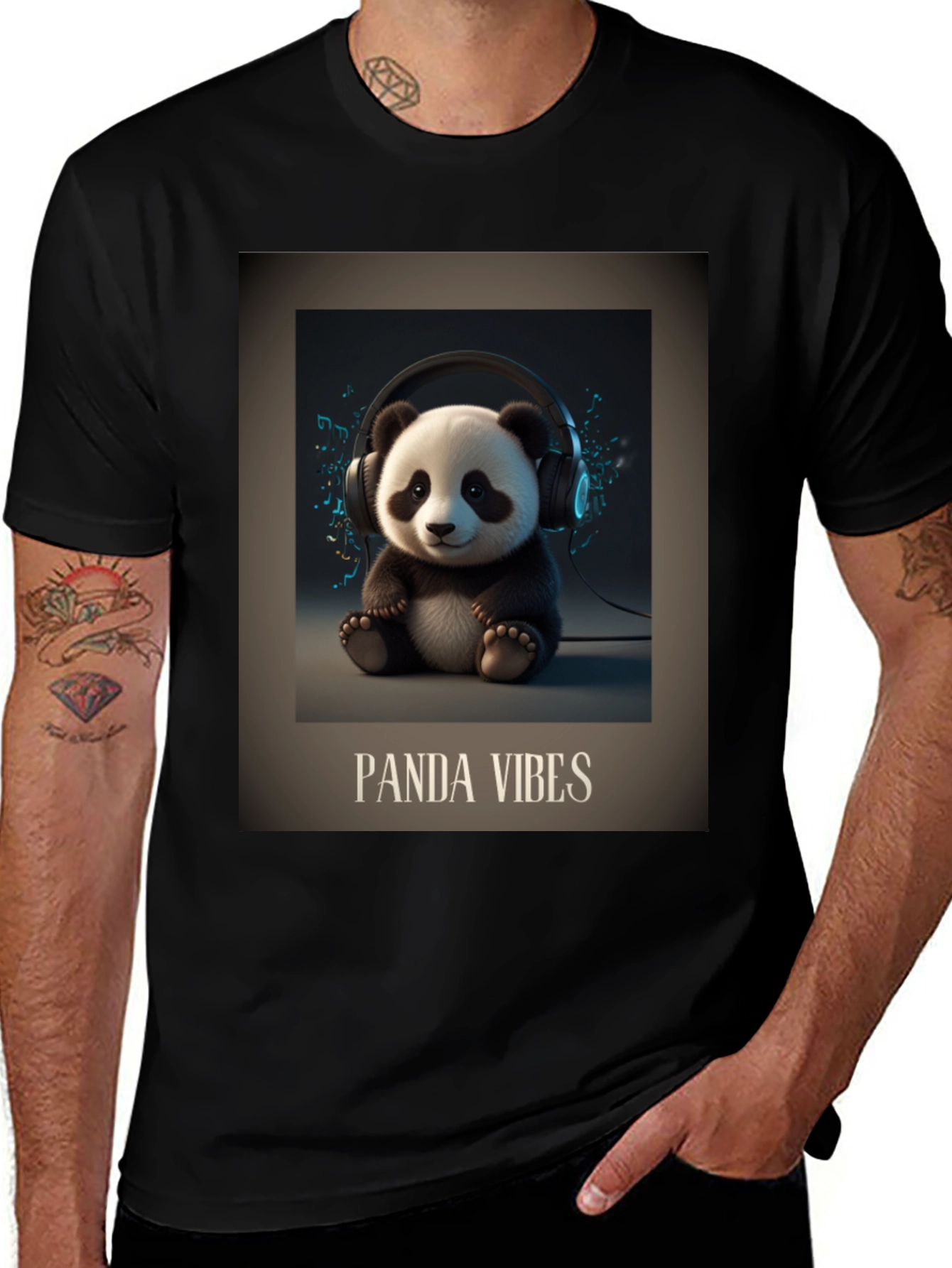 Variant 20 of Panda Vibes Graphic Tee - Music Lover Panda T-Shirt