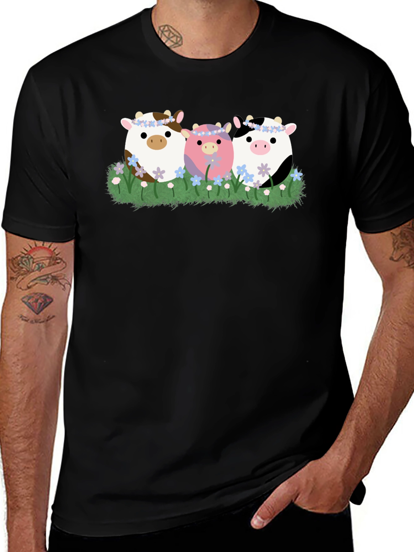 Cute Cow Flower Crown T-Shirt