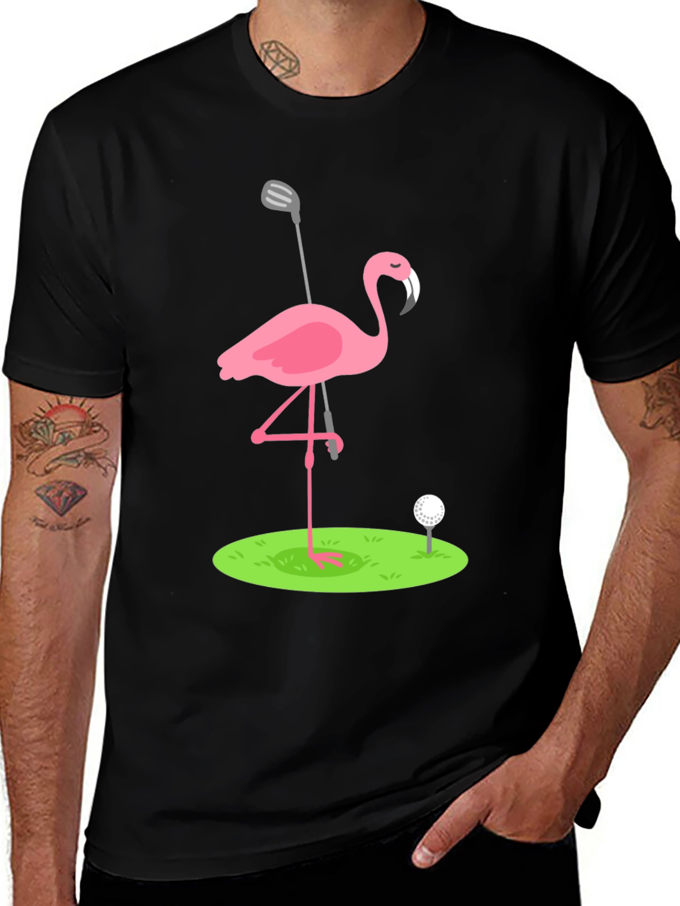 Variant 3 of Golf Flamingo Graphic Tee - Black T-Shirt