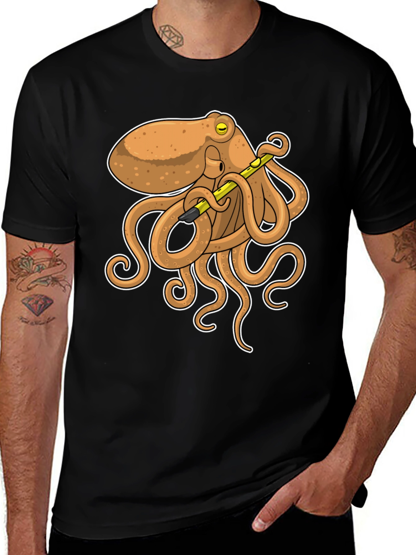 Variant 20 of Octopus Musician Black T-Shirt - Unique Graphic Tee