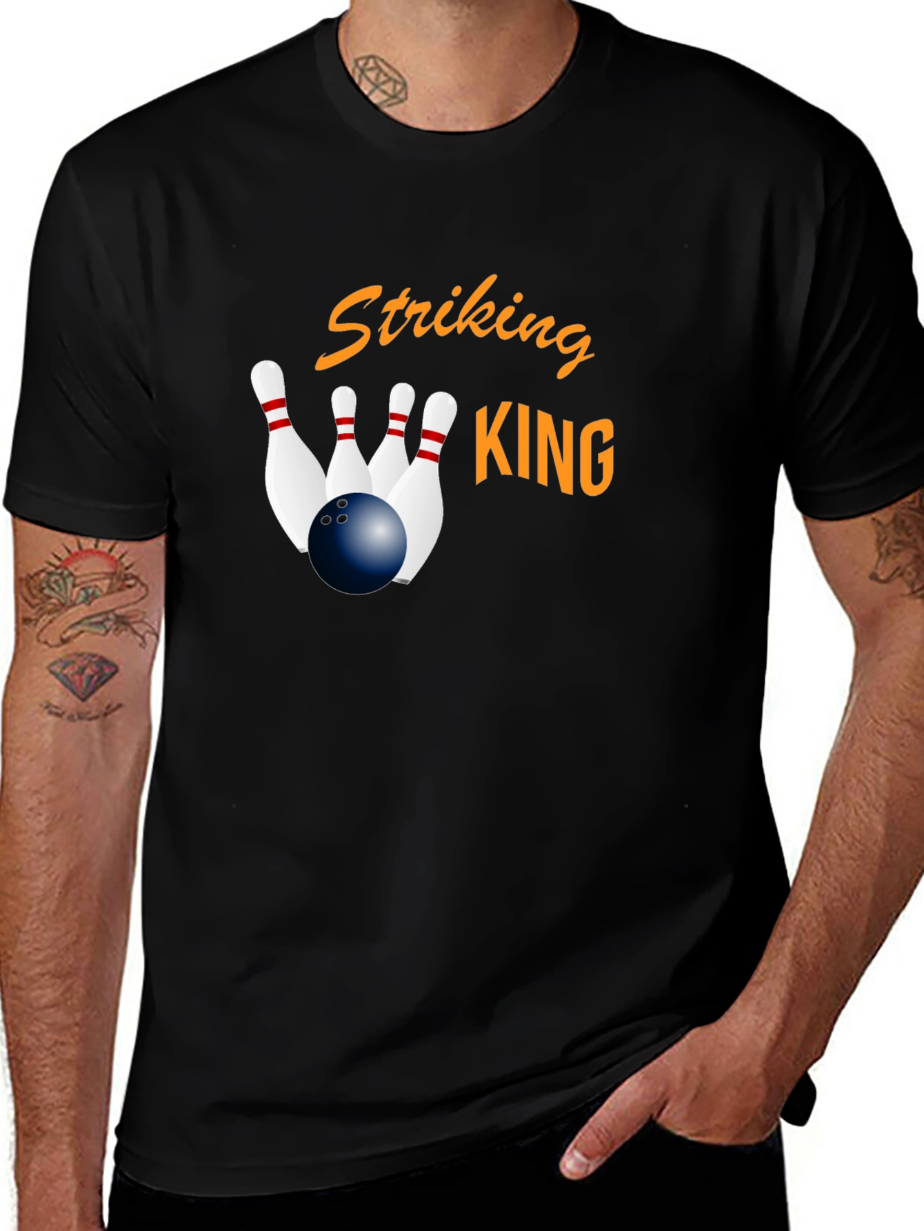 Variant 14 of Striking King Bowling T-Shirt - Black