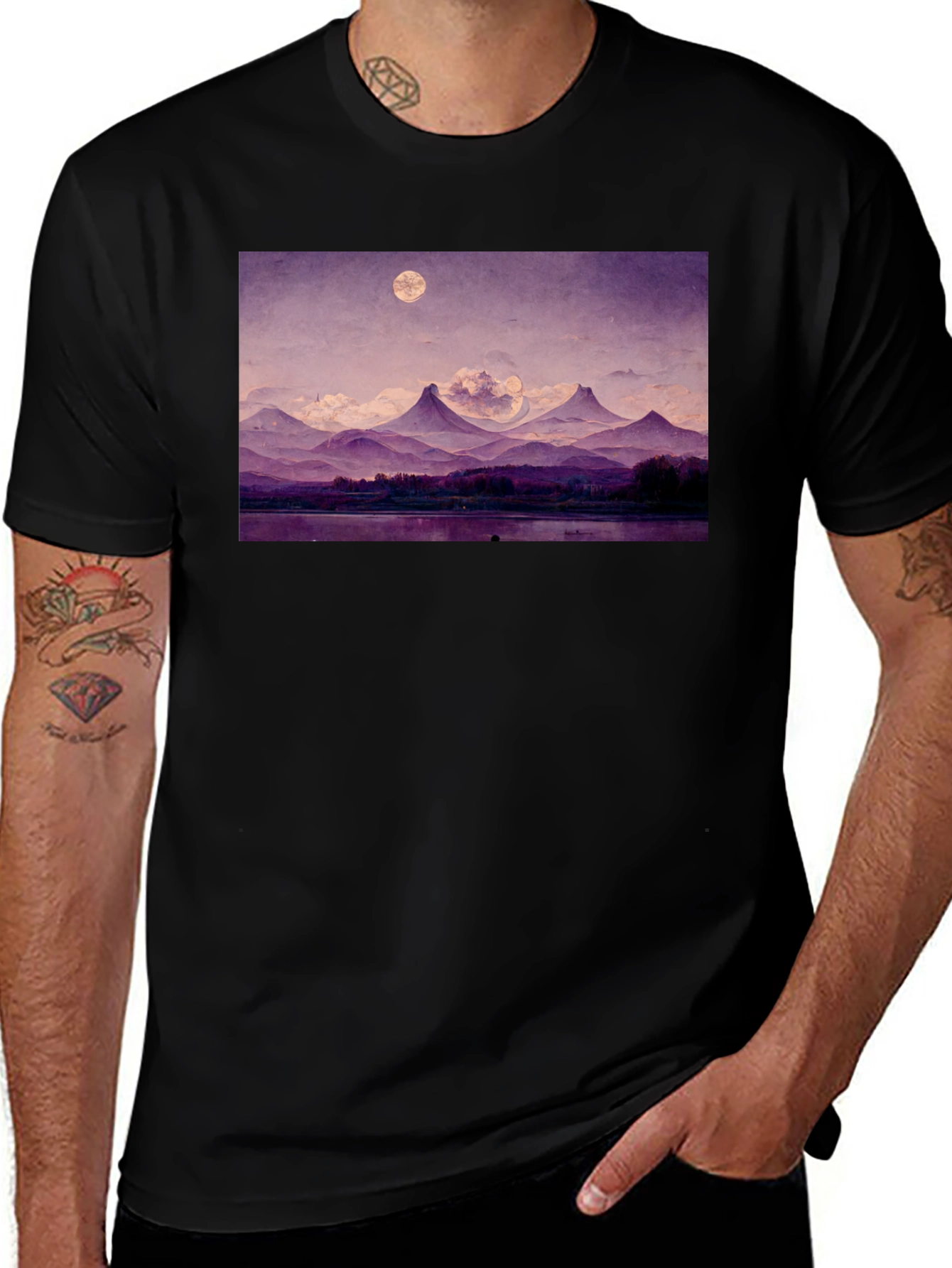Variant 23 of Mountain Moonscape Graphic Tee - Black