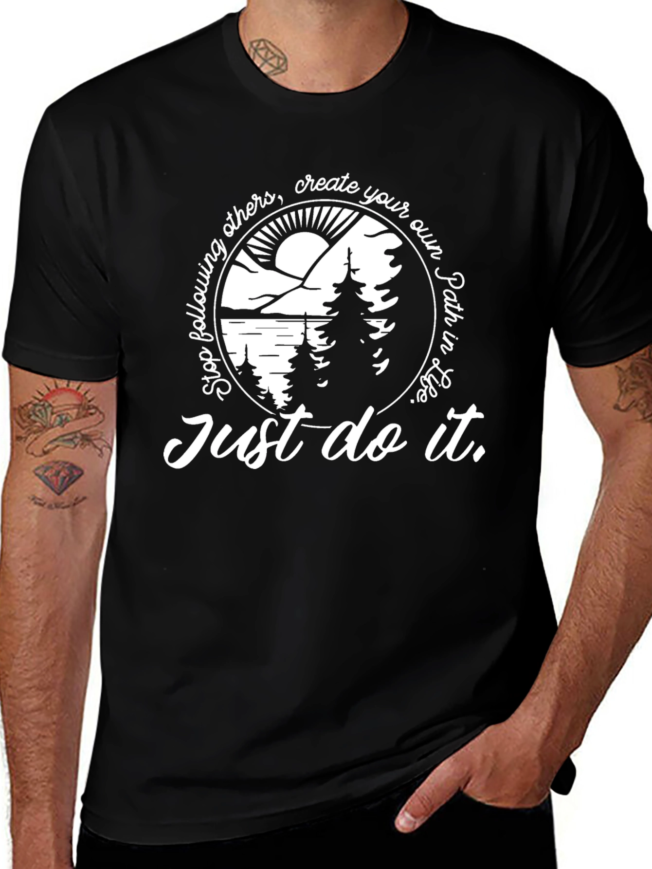 Just Do It Graphic Tee - Black Cotton Blend T-Shirt