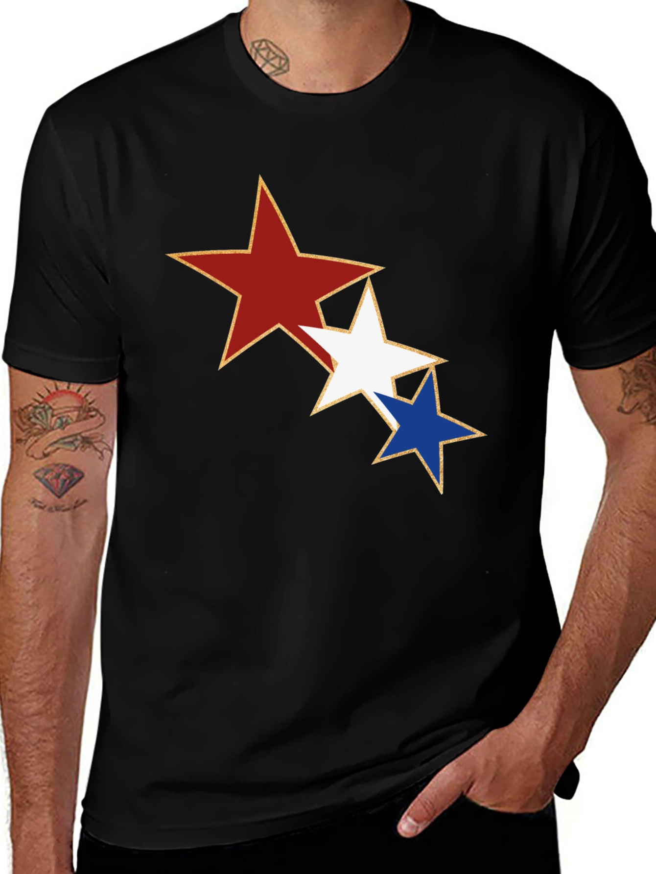 Variant 19 of Stars Graphic Tee: Red, White, and Blue Star Design