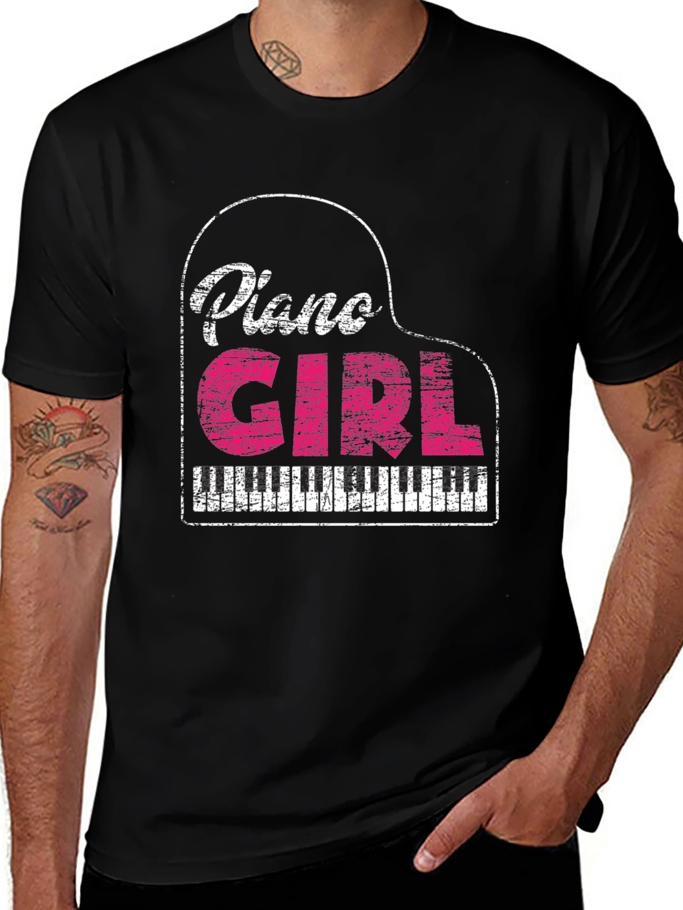 Variant 4 of Piano Girl Graphic T-Shirt - Music Lover Tee