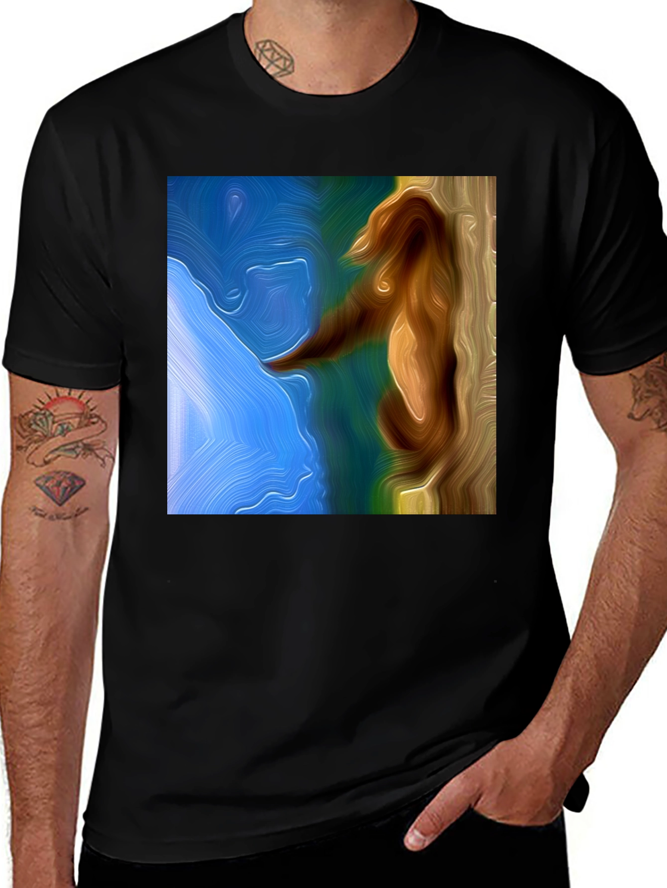 Abstract Seahorse Art Black T-Shirt