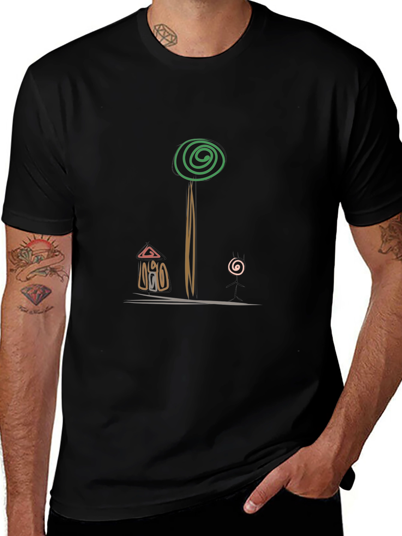 Abstract Graphic Print Tee - Casual Style