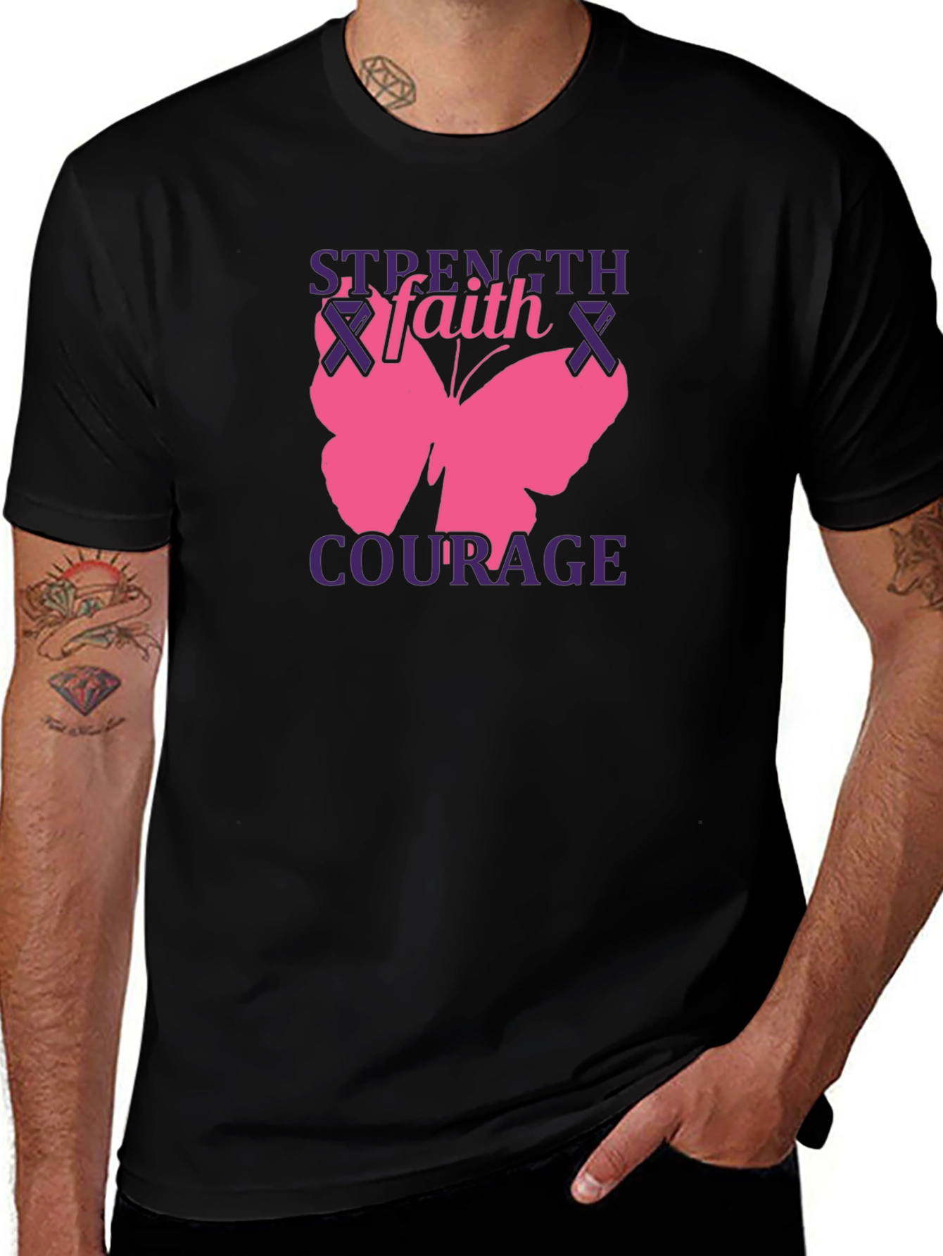 Variant 8 of Strength, Faith, Courage Butterfly Graphic T-Shirt