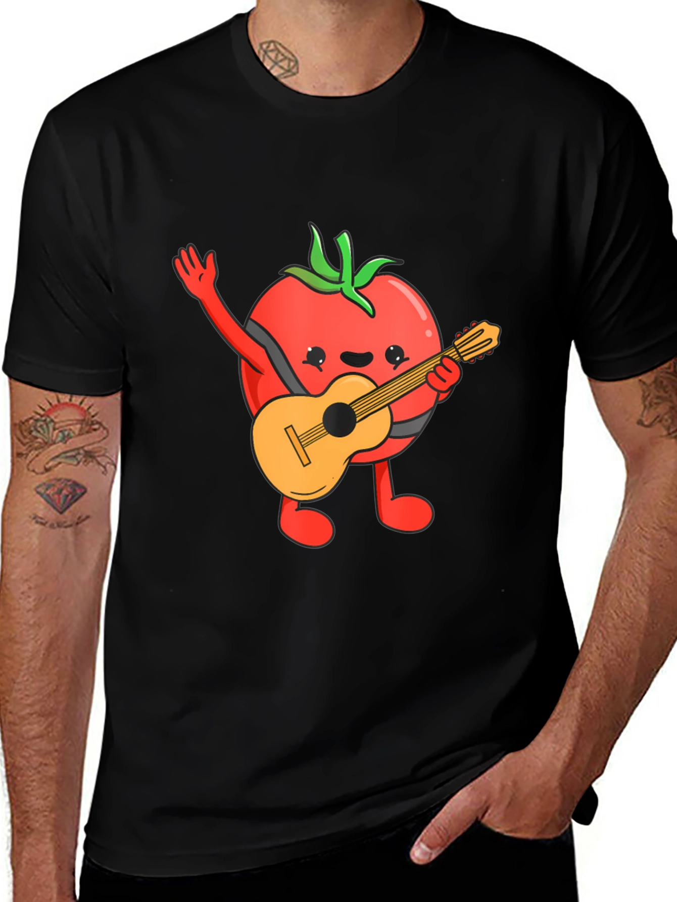 Variant 7 of Tomato Guitarist T-Shirt - Unique Cartoon Graphic Tee