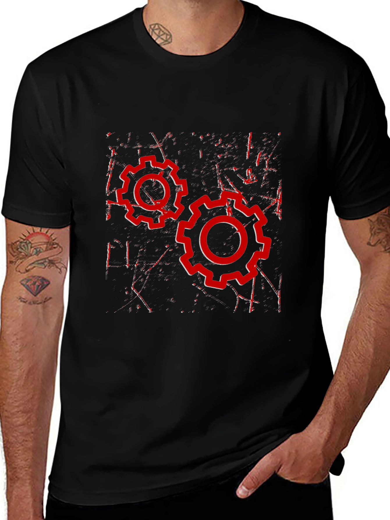 Variant 19 of Gear Graphic Black T-Shirt