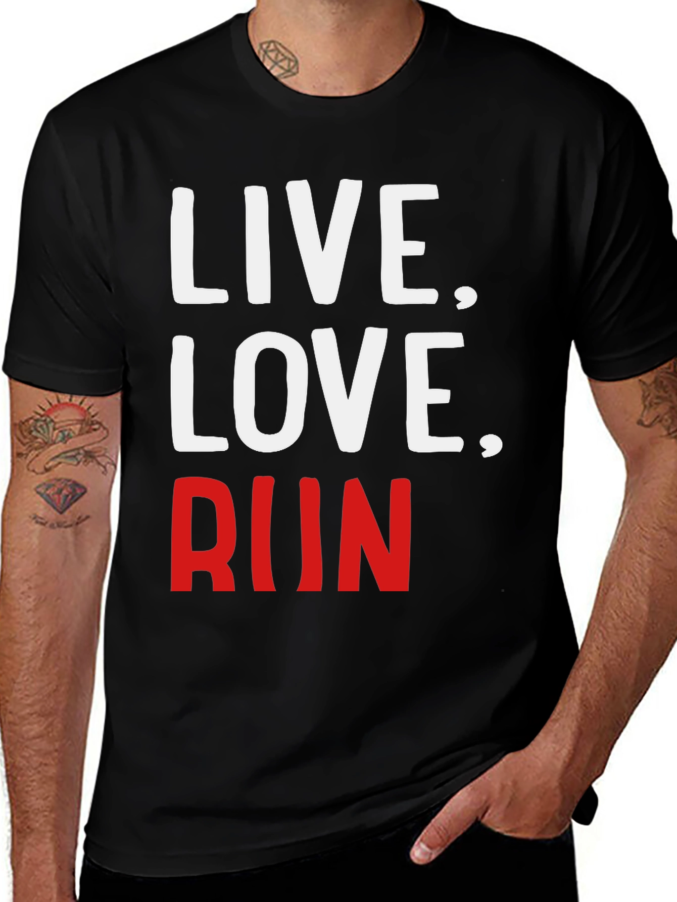 Variant 23 of Live Love Run Graphic Tee - Men's Black T-Shirt