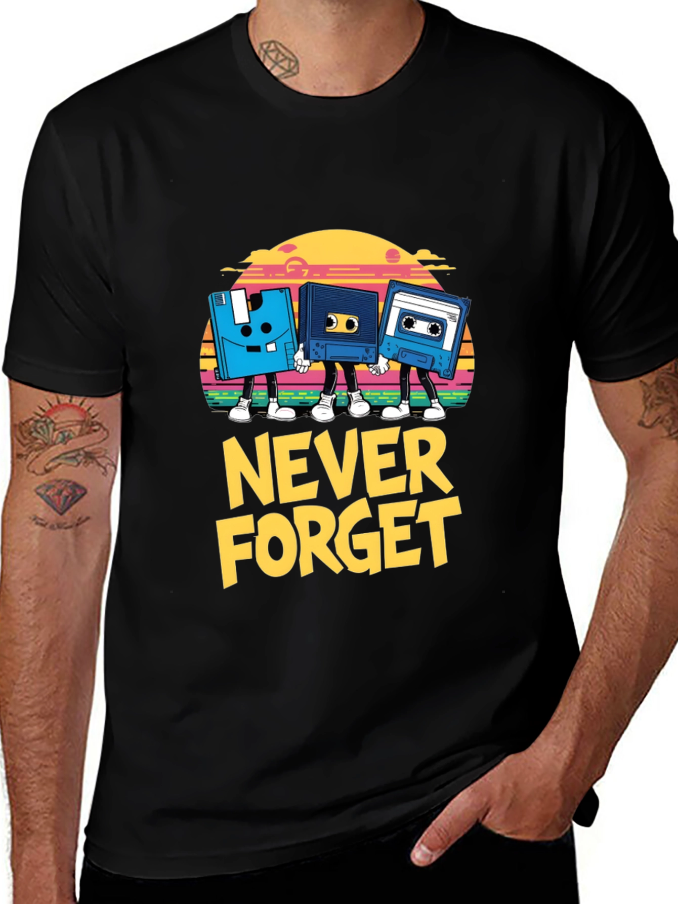 Variant 24 of Retro "Never Forget" Black T-Shirt