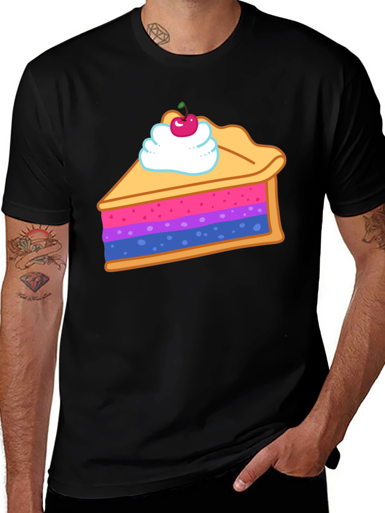 Black Bisexual Pride Flag Pie Slice Graphic T-Shirt main image