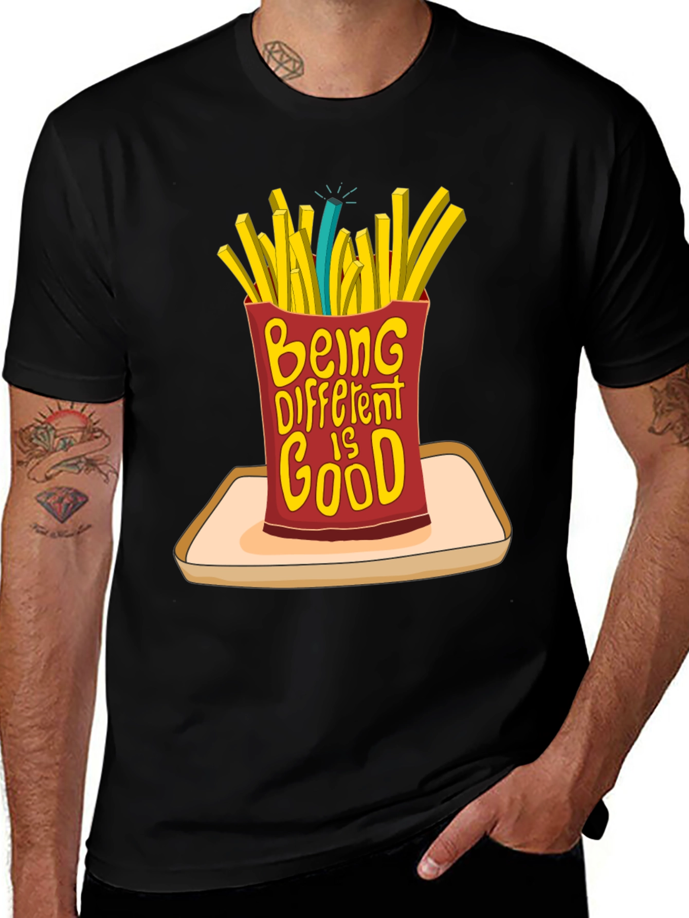 Variant 23 of Be Different French Fries T-Shirt - Statement Tee