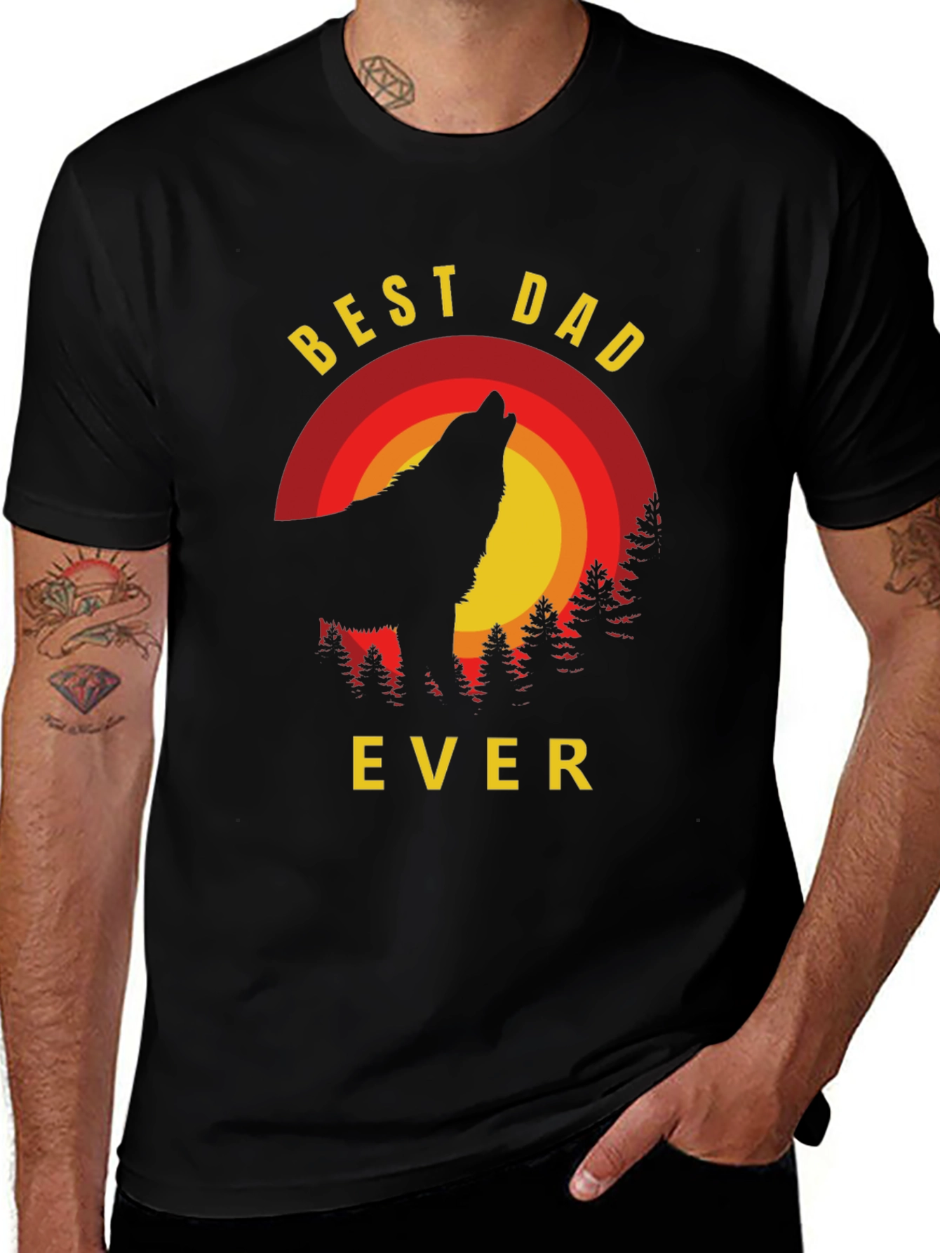 Best Dad Ever Wolf Graphic Tee - Father's Day Gift