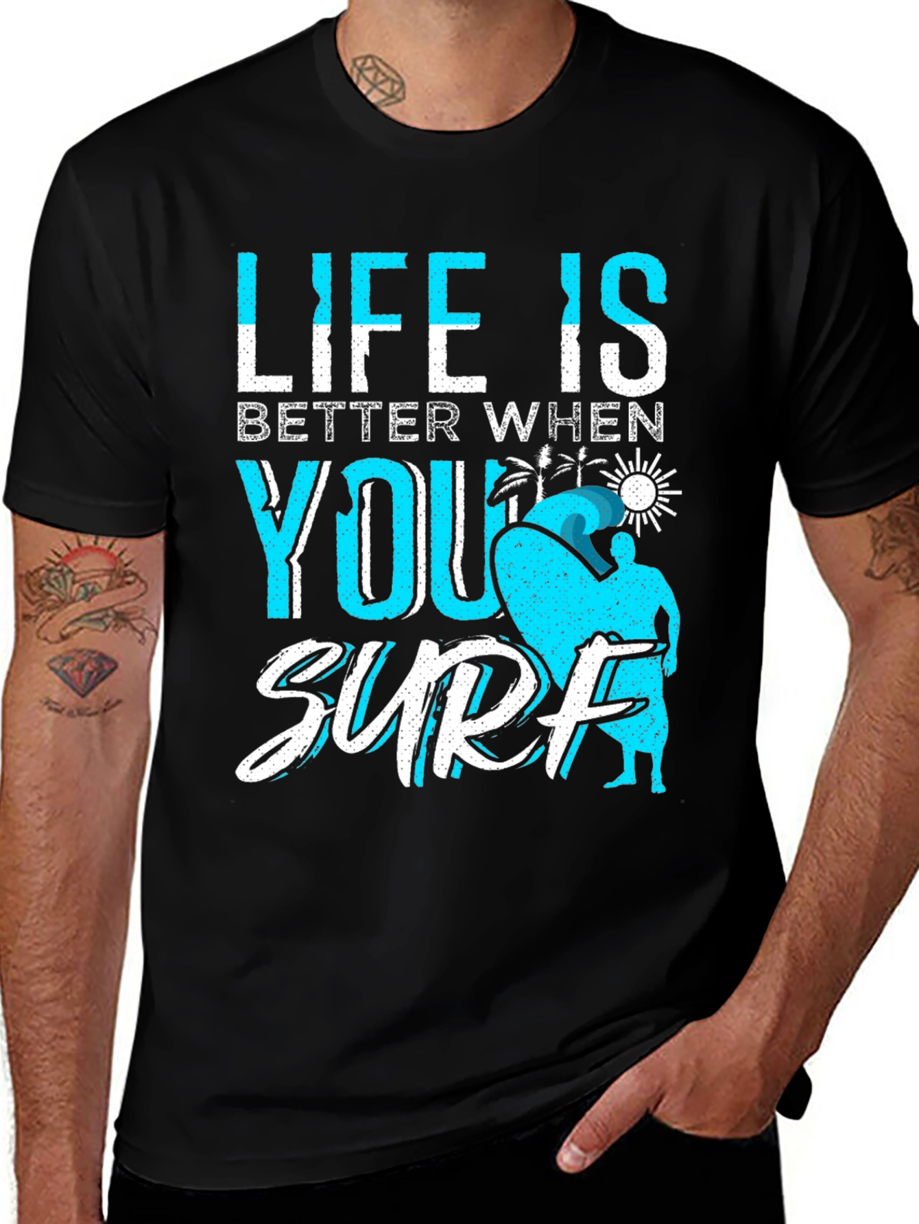 Variant 25 of Life is Better When You Surf Black T-Shirt