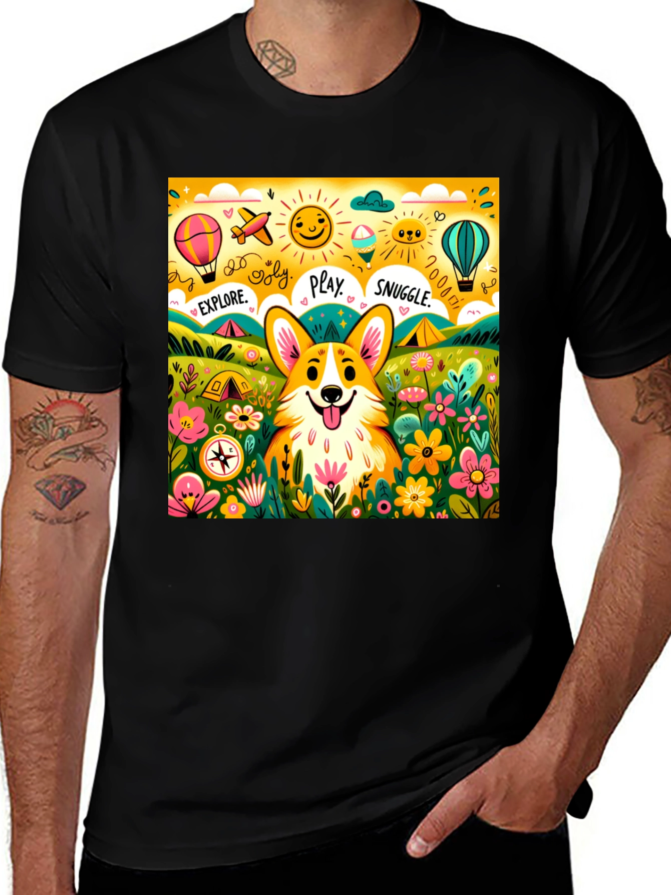 Variant 29 of Corgi Adventure T-Shirt - Explore, Play, Snuggle!
