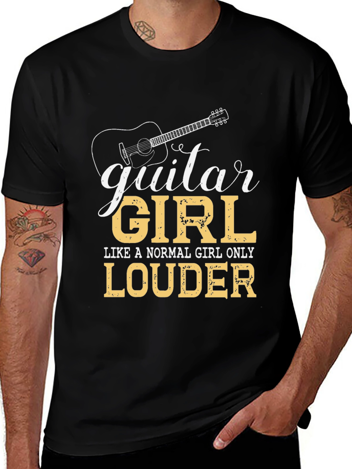 Variant 25 of Guitar Girl Graphic T-Shirt - Black