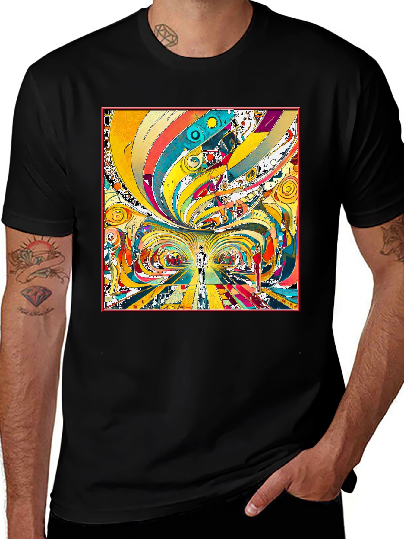 Variant 2 of Psychedelic Art T-Shirt - Vibrant Tunnel Design