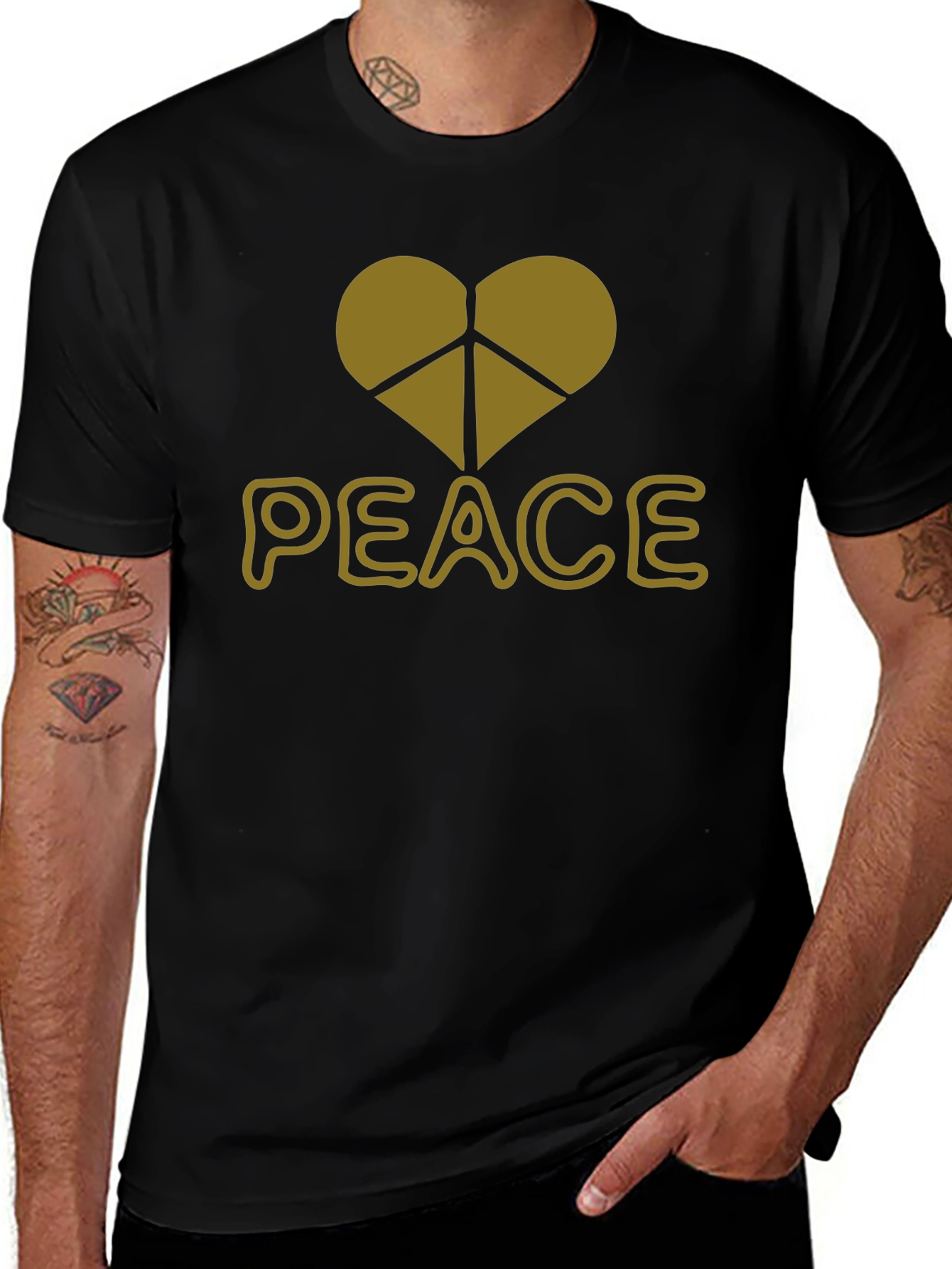 Variant 11 of Peace Sign Heart T-Shirt - Black Graphic Tee