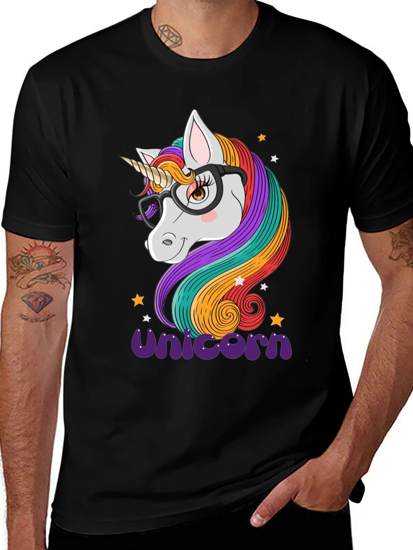 Variant 26 of Unicorn Graphic Tee - Men's Black T-Shirt