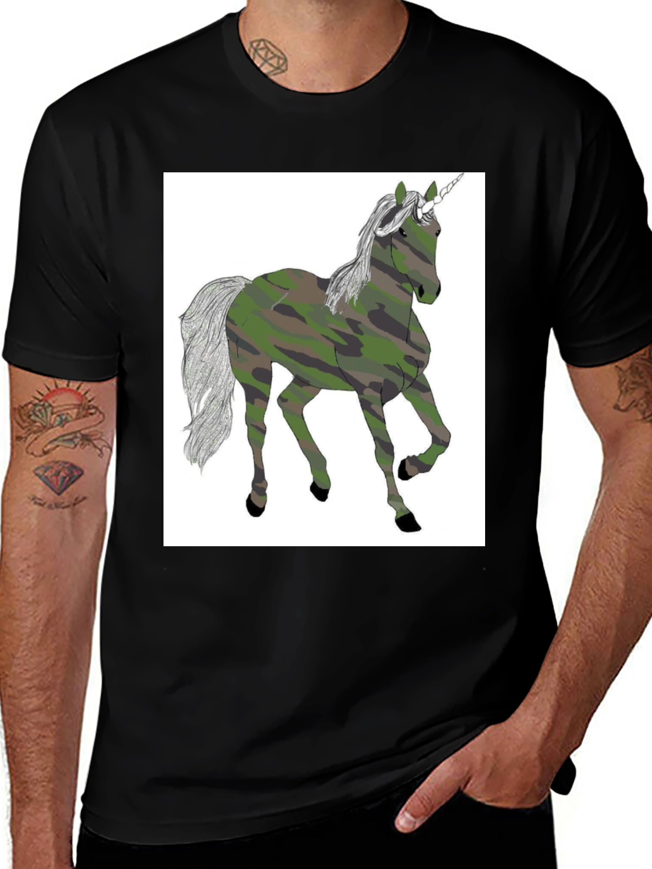 Variant 18 of Camo Unicorn Graphic Tee - Stylish Men's T-Shirt