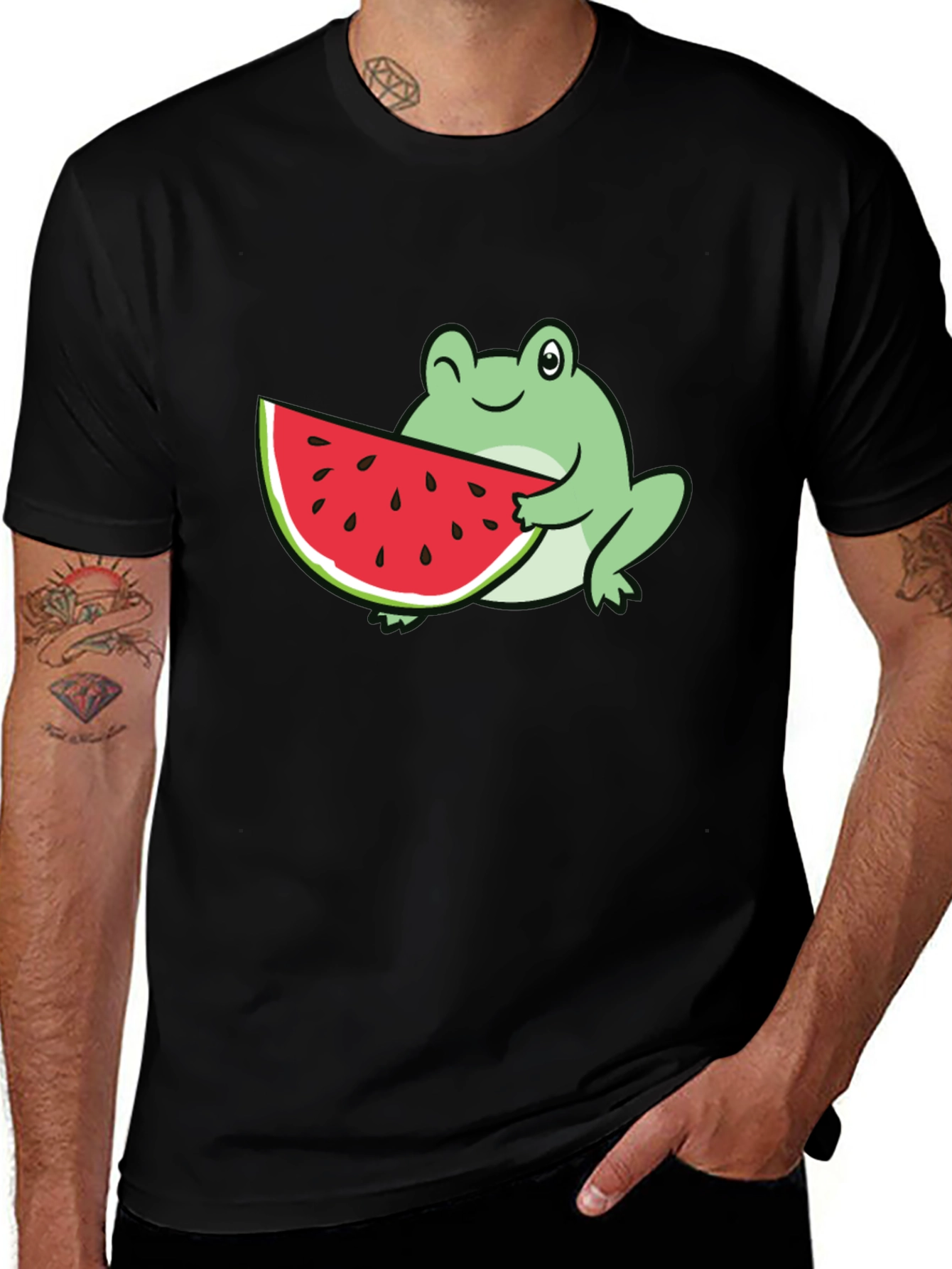 Variant 24 of Frog Eating Watermelon Graphic Tee