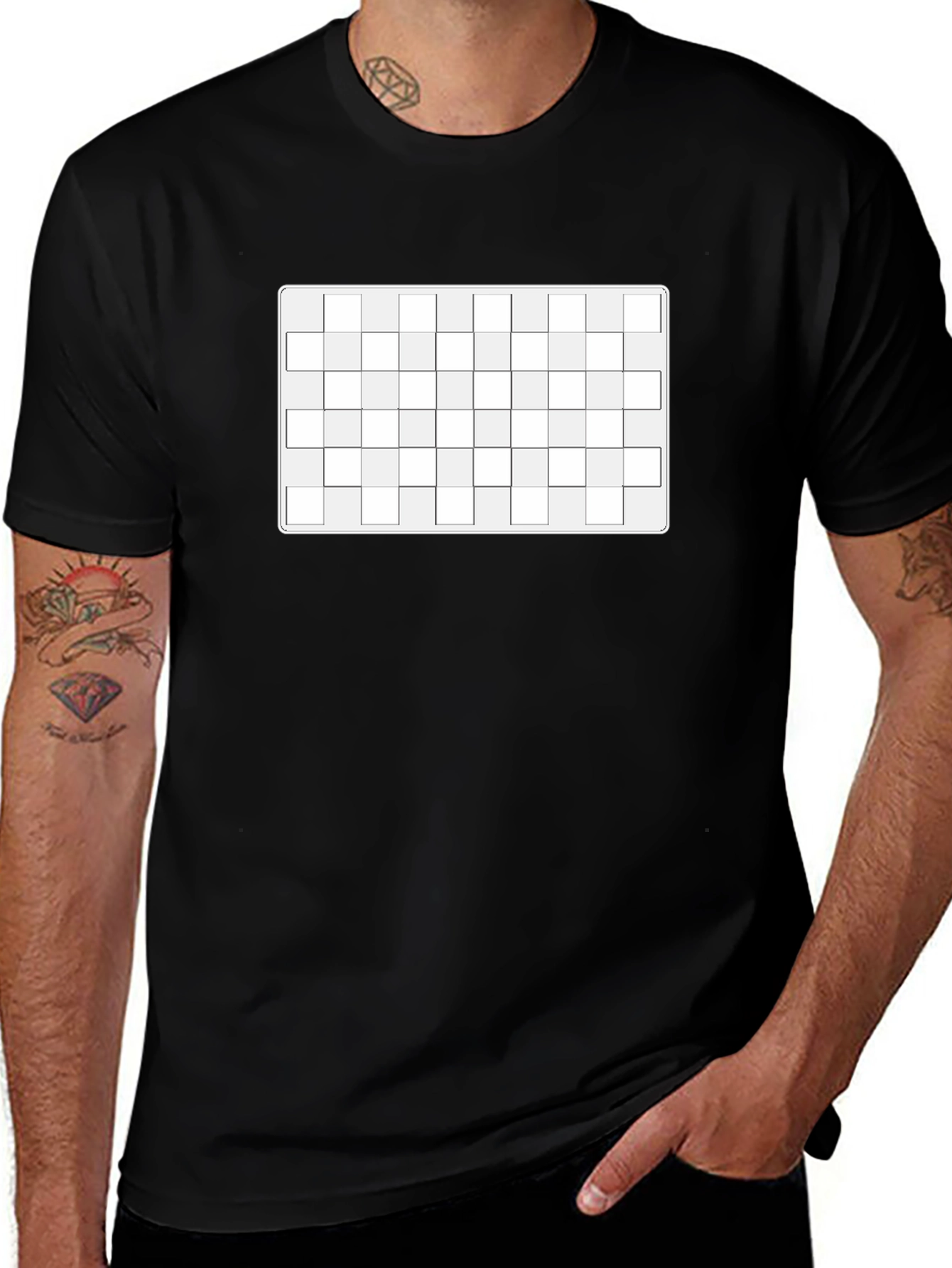 Variant 30 of Men's Black T-Shirt with Patterned Design