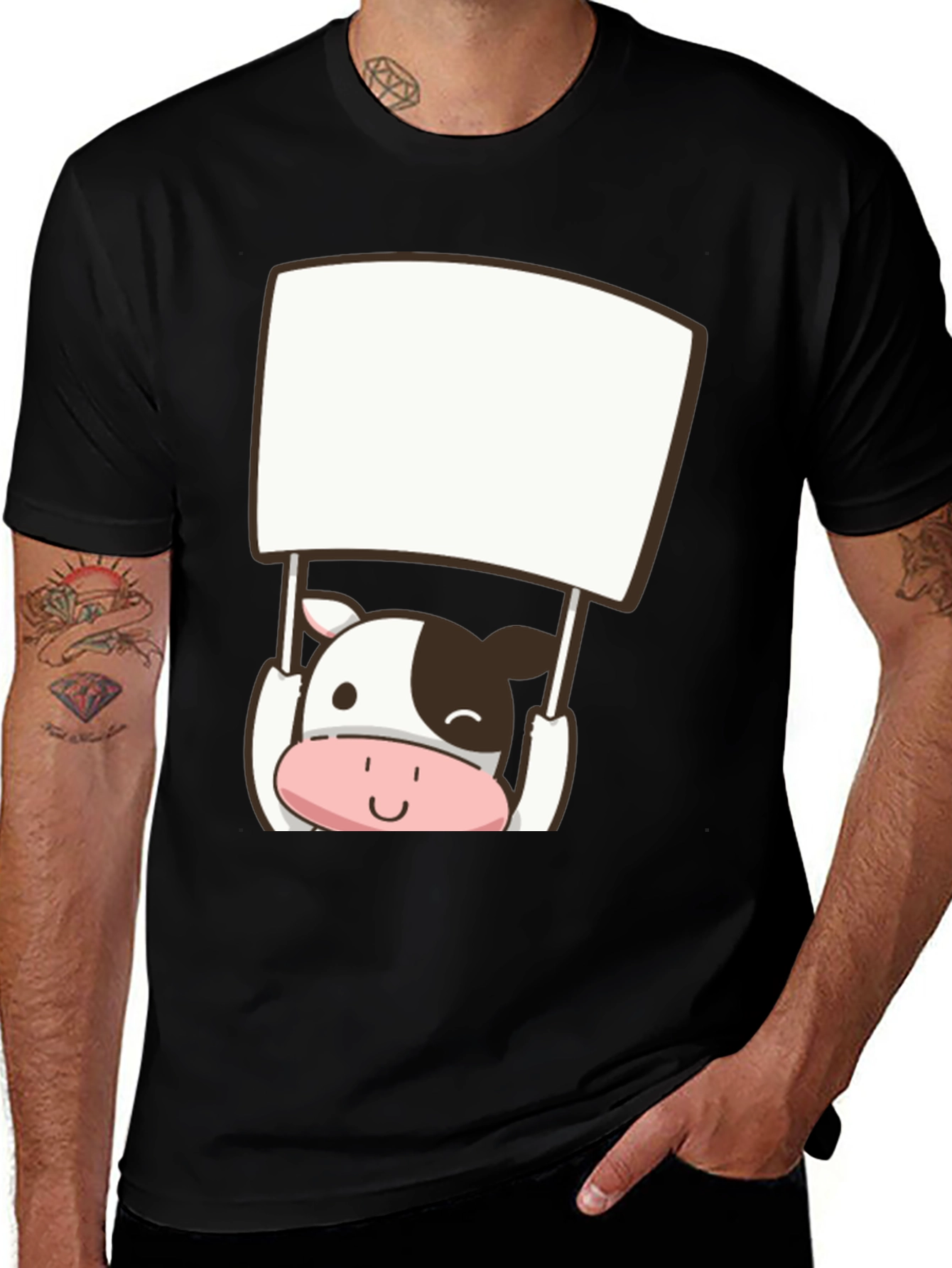 Variant 30 of Cute Cow Protest T-Shirt - Unisex Black Tee