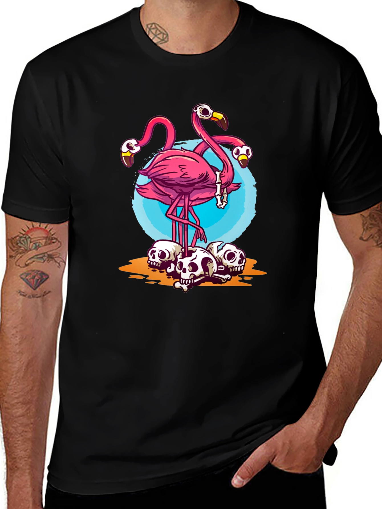 Variant 23 of Flamingo Skulls Graphic T-Shirt