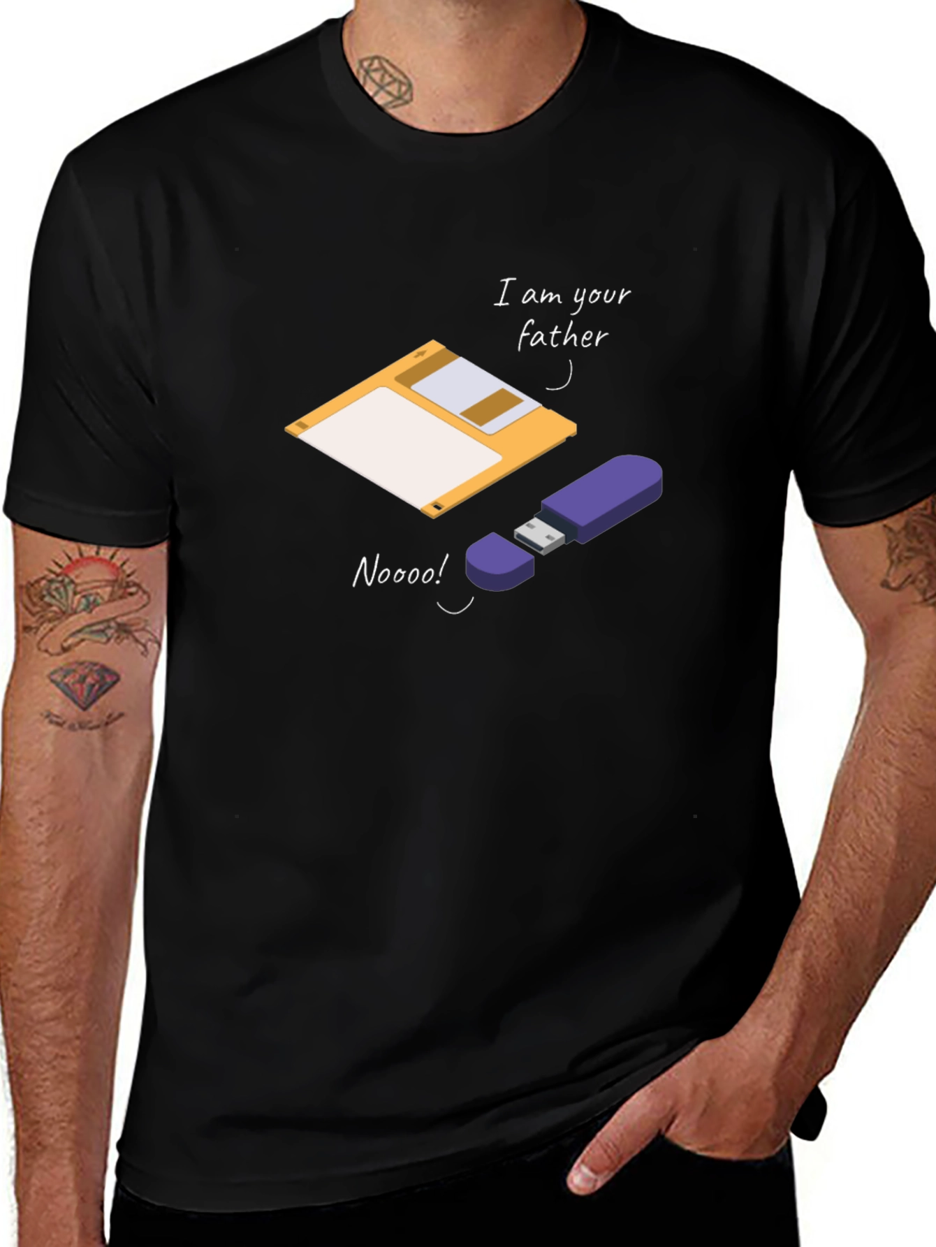 Variant 4 of Funny Father's Day Geek T-Shirt: Floppy Disk & USB