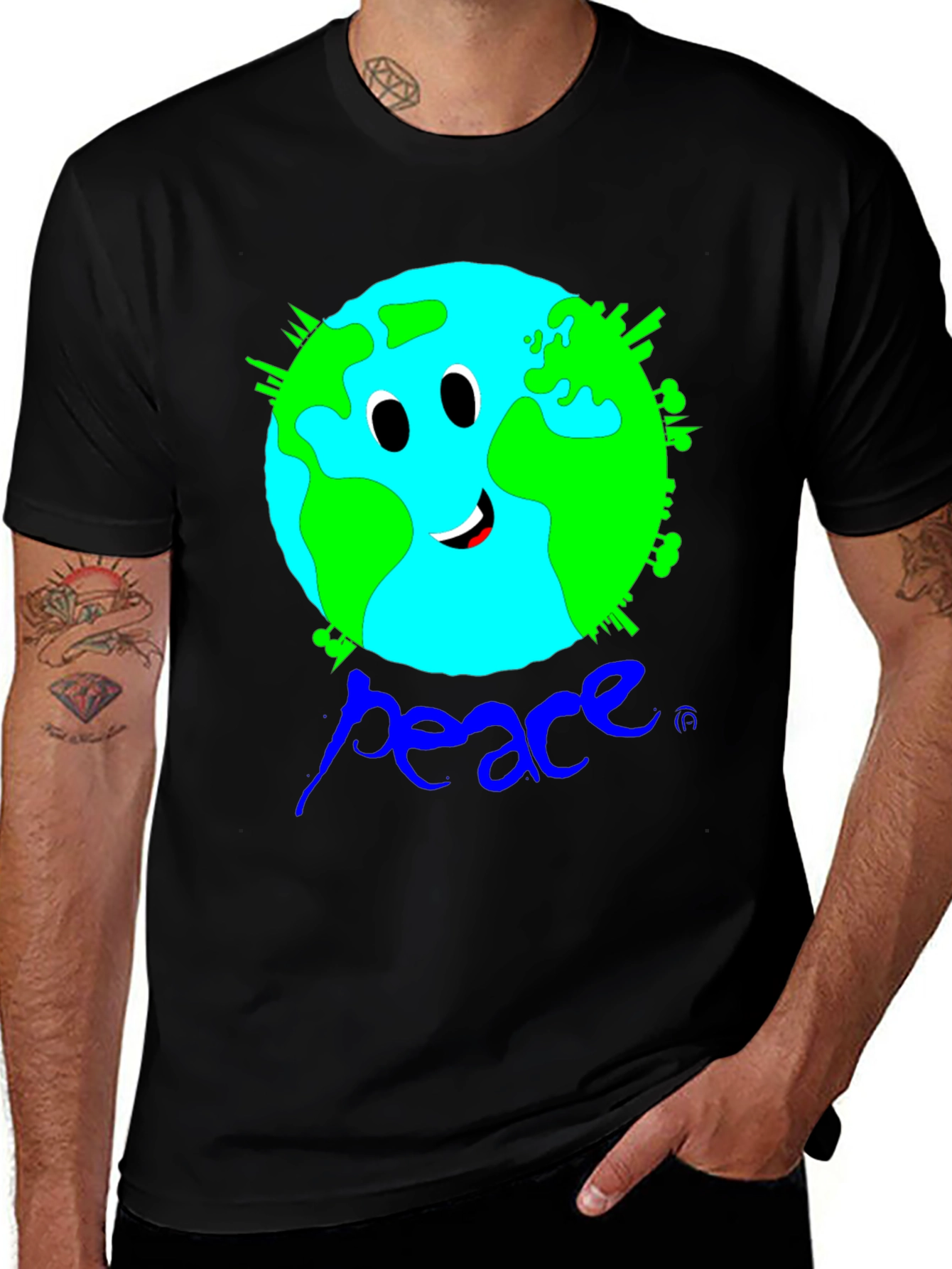 Variant 22 of Earth Peace Graphic Black T-Shirt