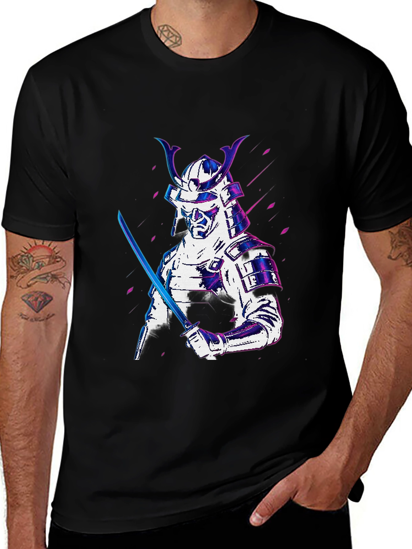 Variant 23 of Samurai Warrior Graphic Tee - Black Cotton T-Shirt