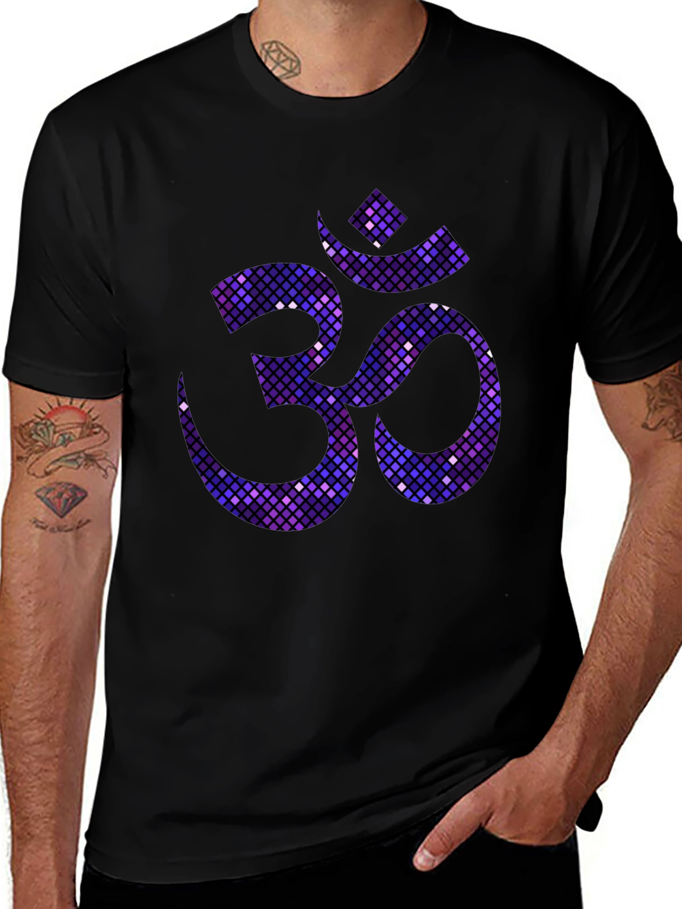 Variant 19 of Om Symbol Mosaic Tee - Spiritual Black T-Shirt