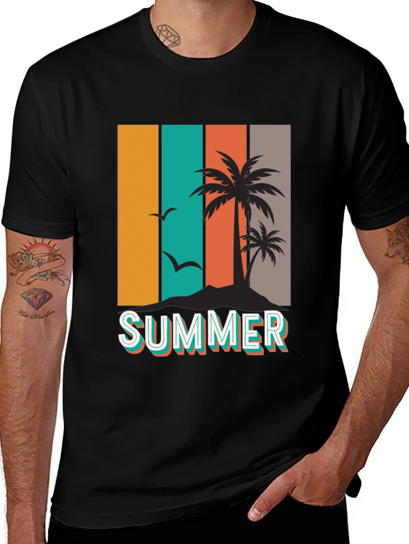 Variant 2 of Retro Summer Palm Tree Graphic T-Shirt
