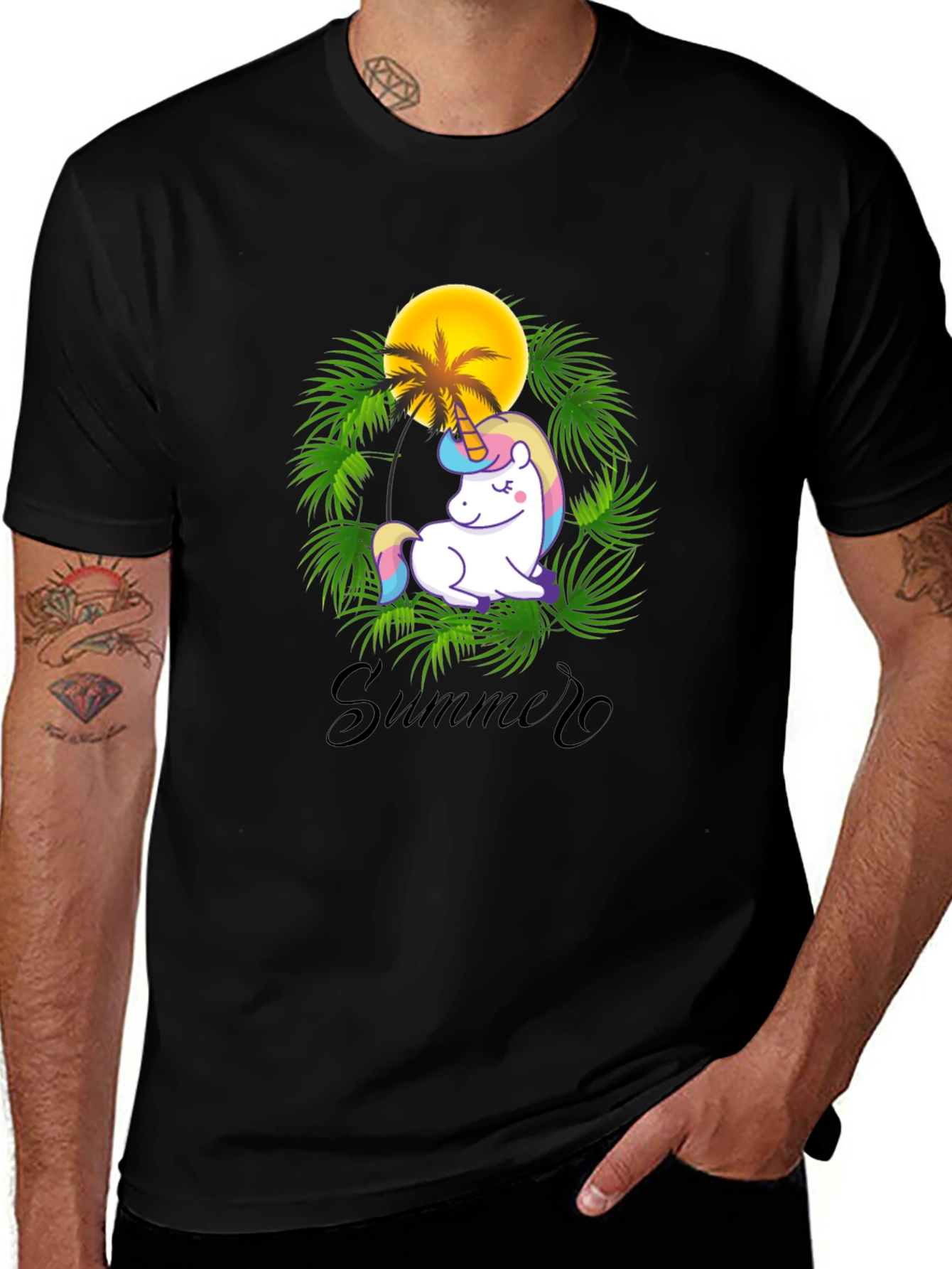 Variant 17 of Summer Unicorn Graphic Tee - Tropical Vibes