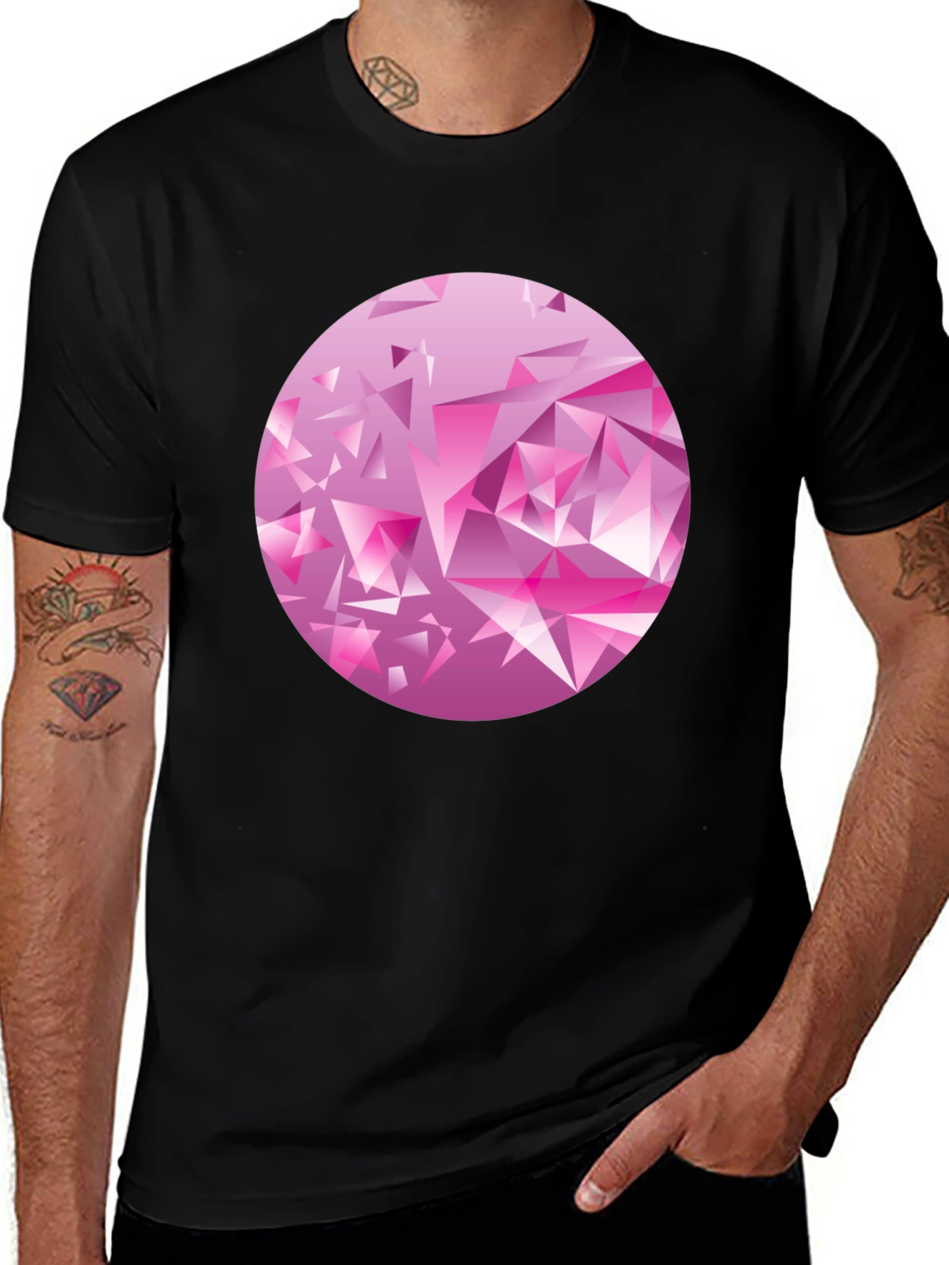 Variant 17 of Geometric Diamond Circle Graphic Tee - Black