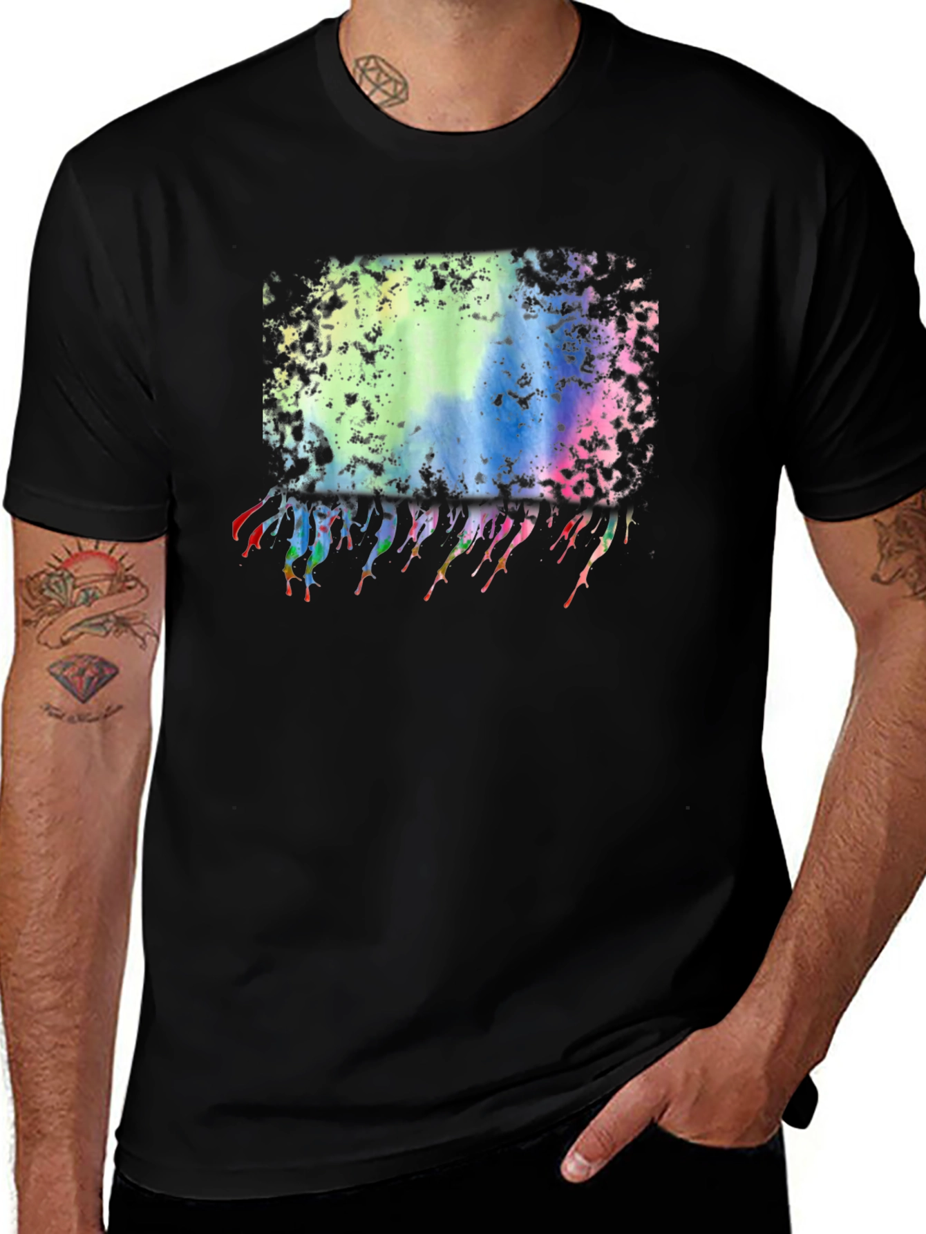 Variant 19 of Abstract Watercolor Design Black T-Shirt