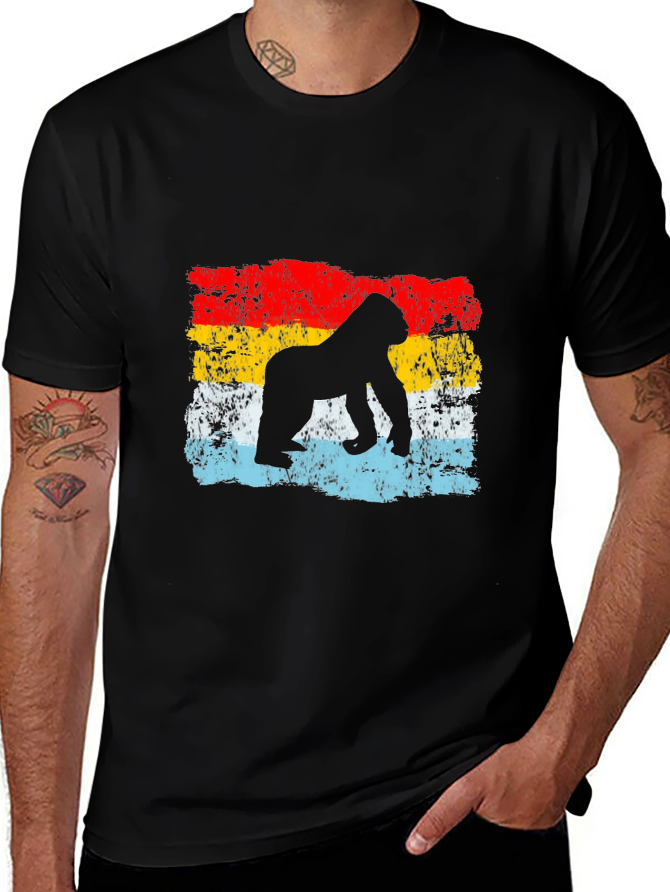 Variant 29 of Retro Gorilla Graphic Tee - Distressed Print
